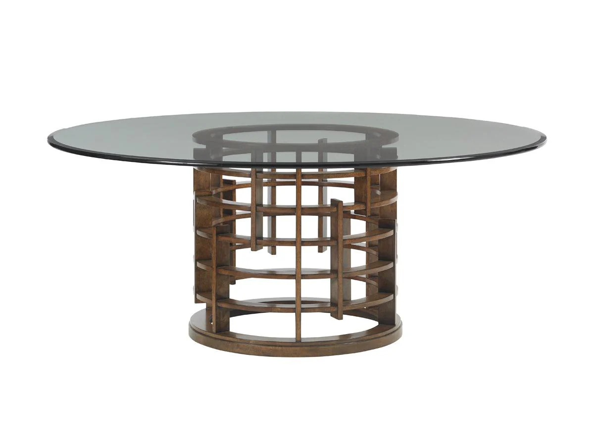 Island Fusion Meridien Round Dining Table With 72 Inch Glass Top - Frankwebs