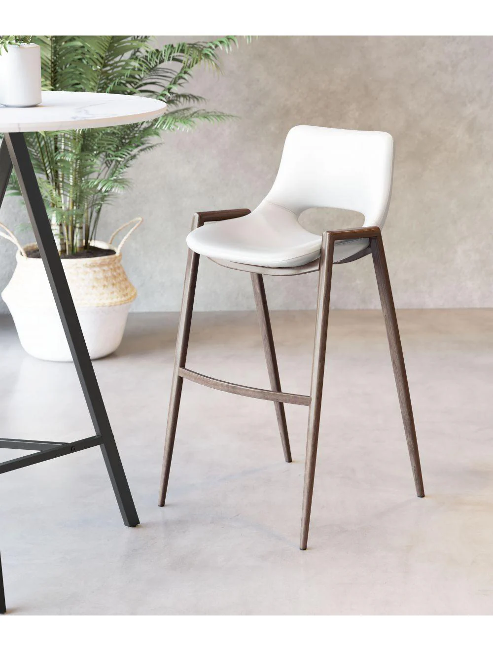 Desi Bar Chair (Set of 2) White & Walnut - Frankwebs