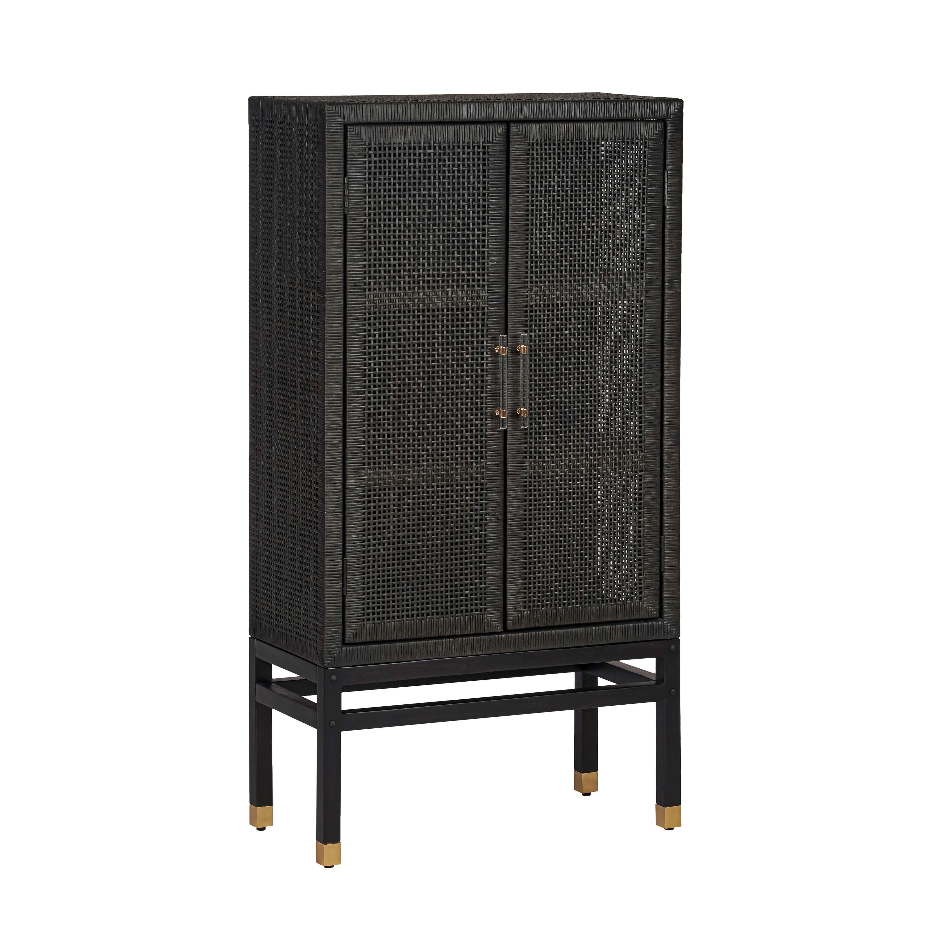 Amara Charcoal Woven Rattan Cabinet - Frankwebs