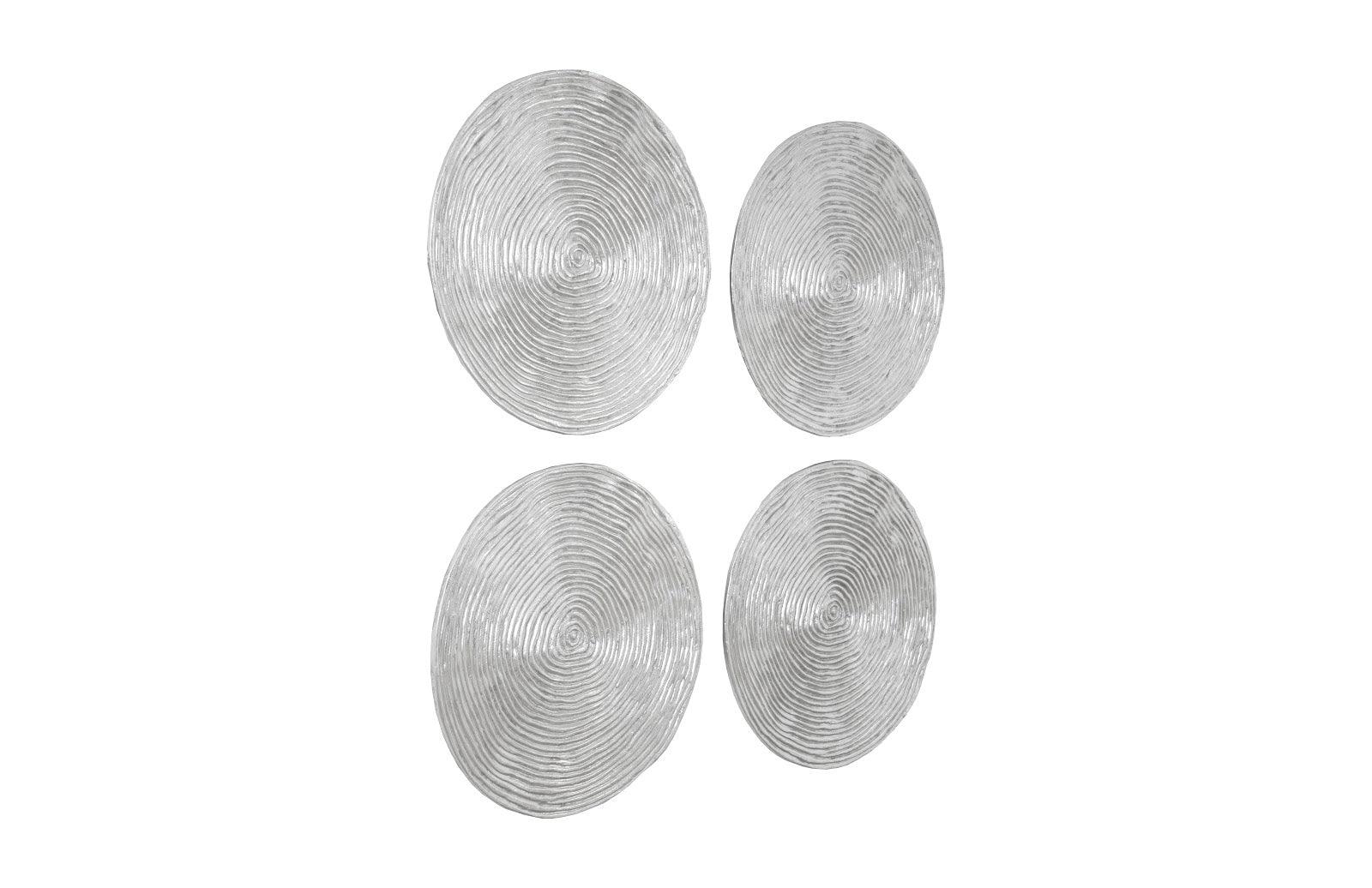 Ripple Wall Disk, Set of 4, Resin, LG, Silver Leaf with Antiquing - Frankwebs