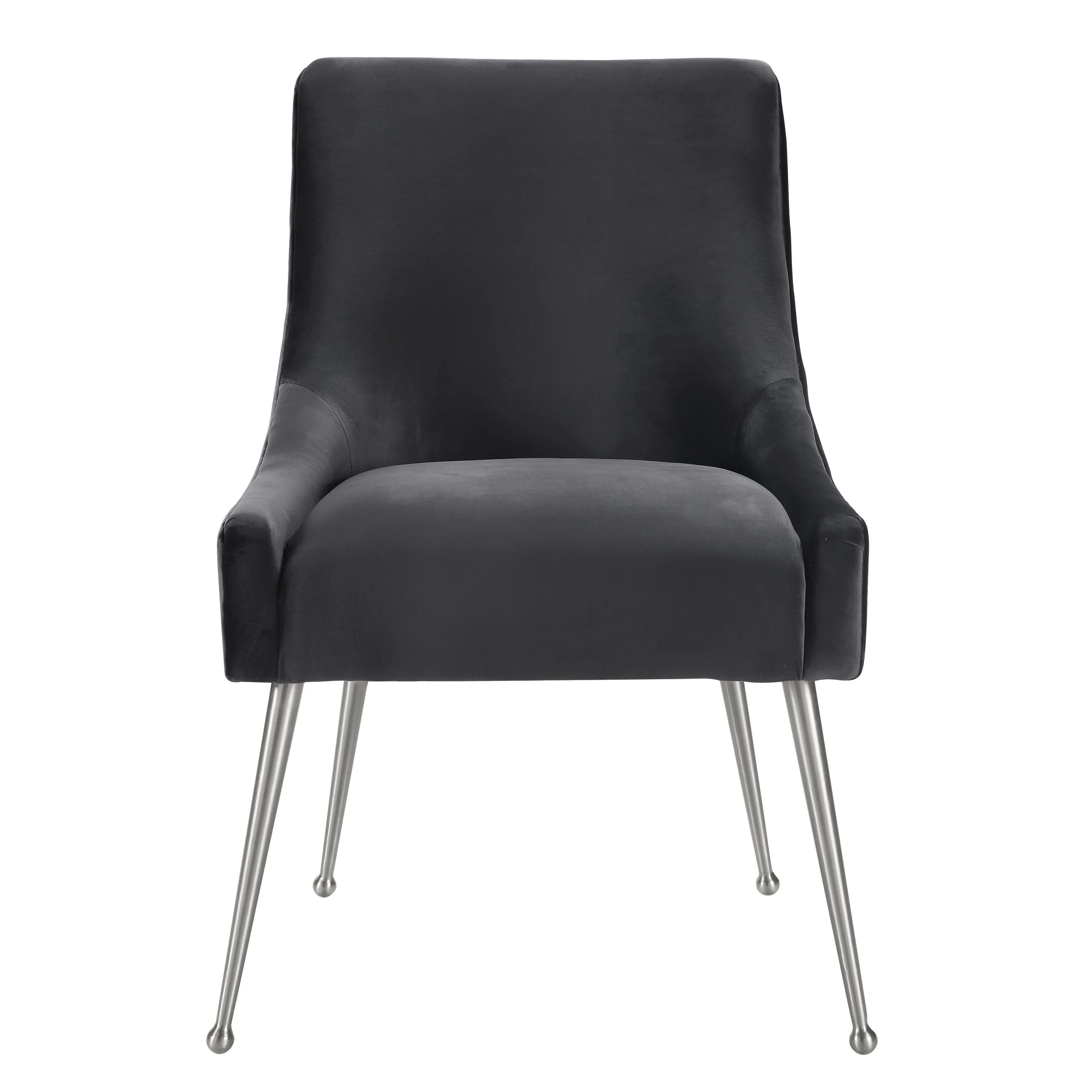 Beatrix Grey Velvet Side Chair with Silver Legs - Frankwebs