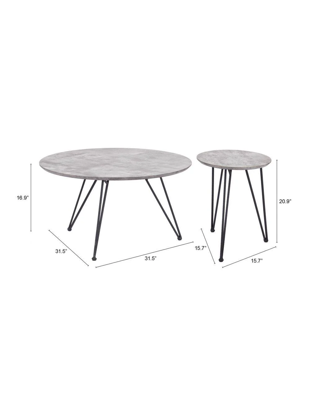 Kerris Coffee Table Set Gray & Black - Frankwebs