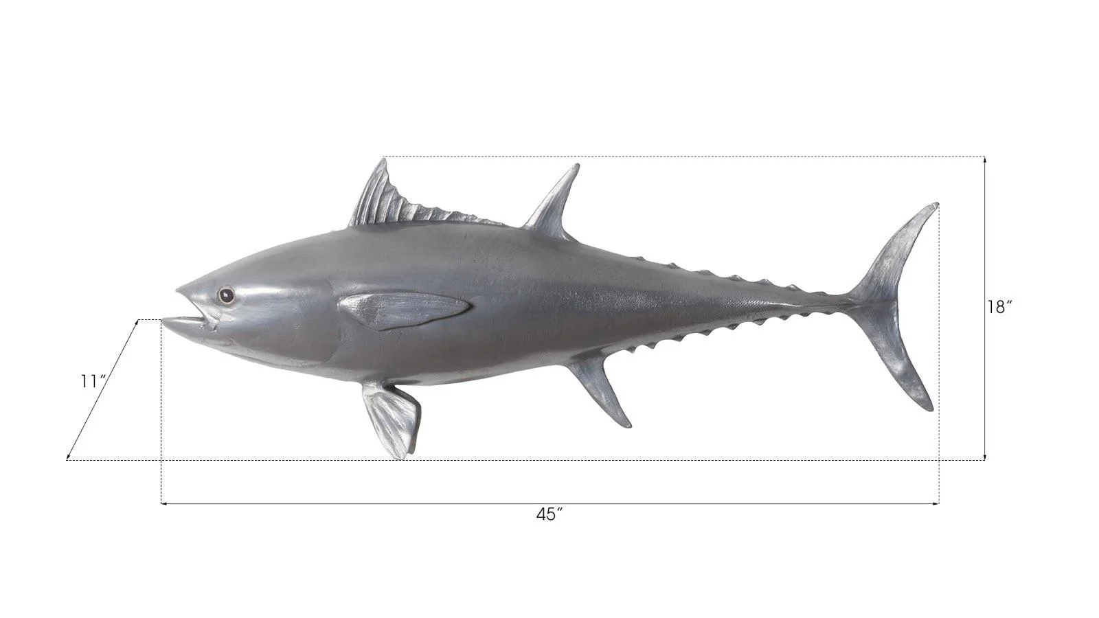 Bluefin Tuna Fish Wall Sculpture, Resin, Polished Aluminum Finish - Frankwebs