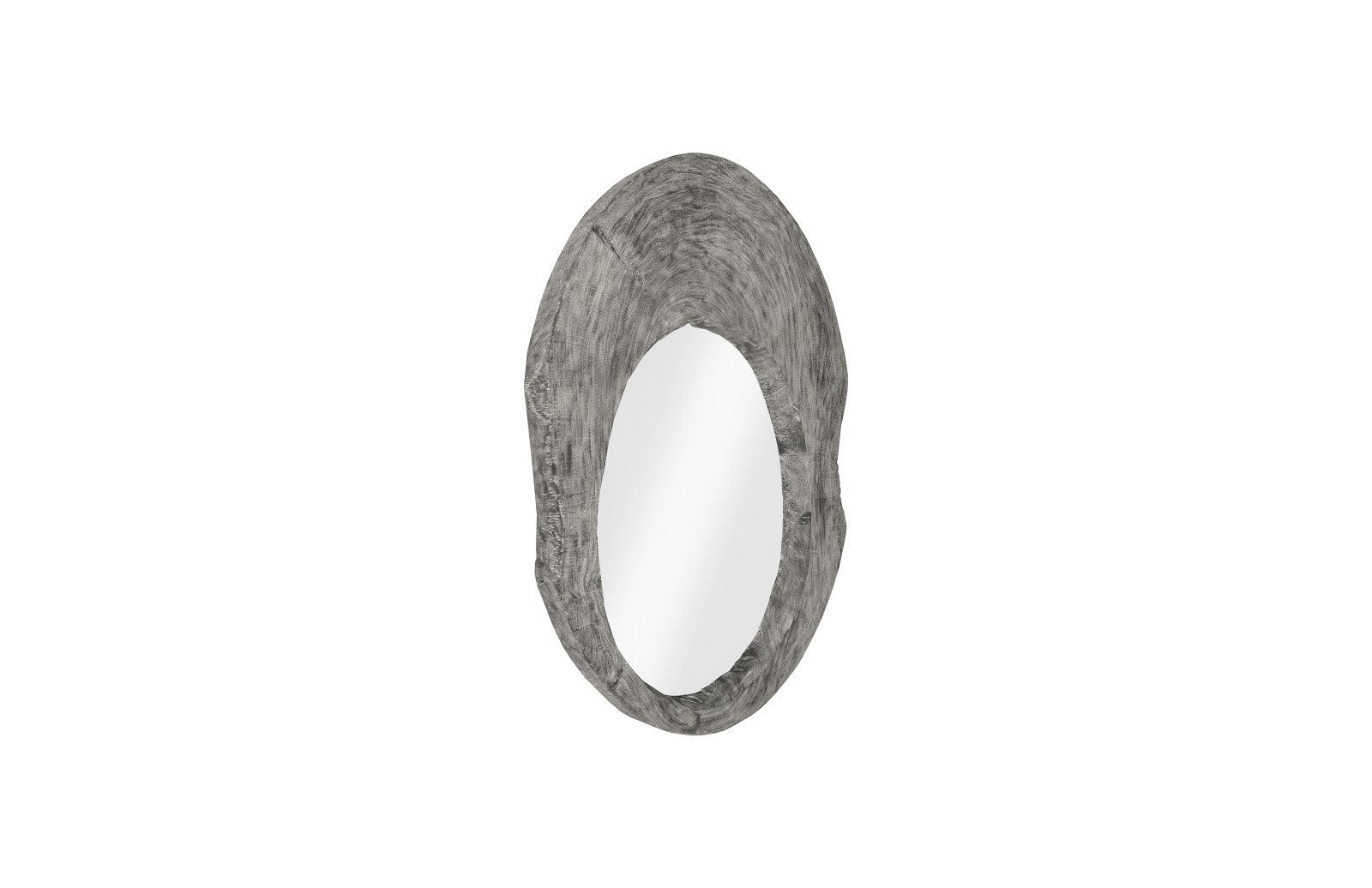 Wood Wall Mirror, Gray Stone, Round - Frankwebs