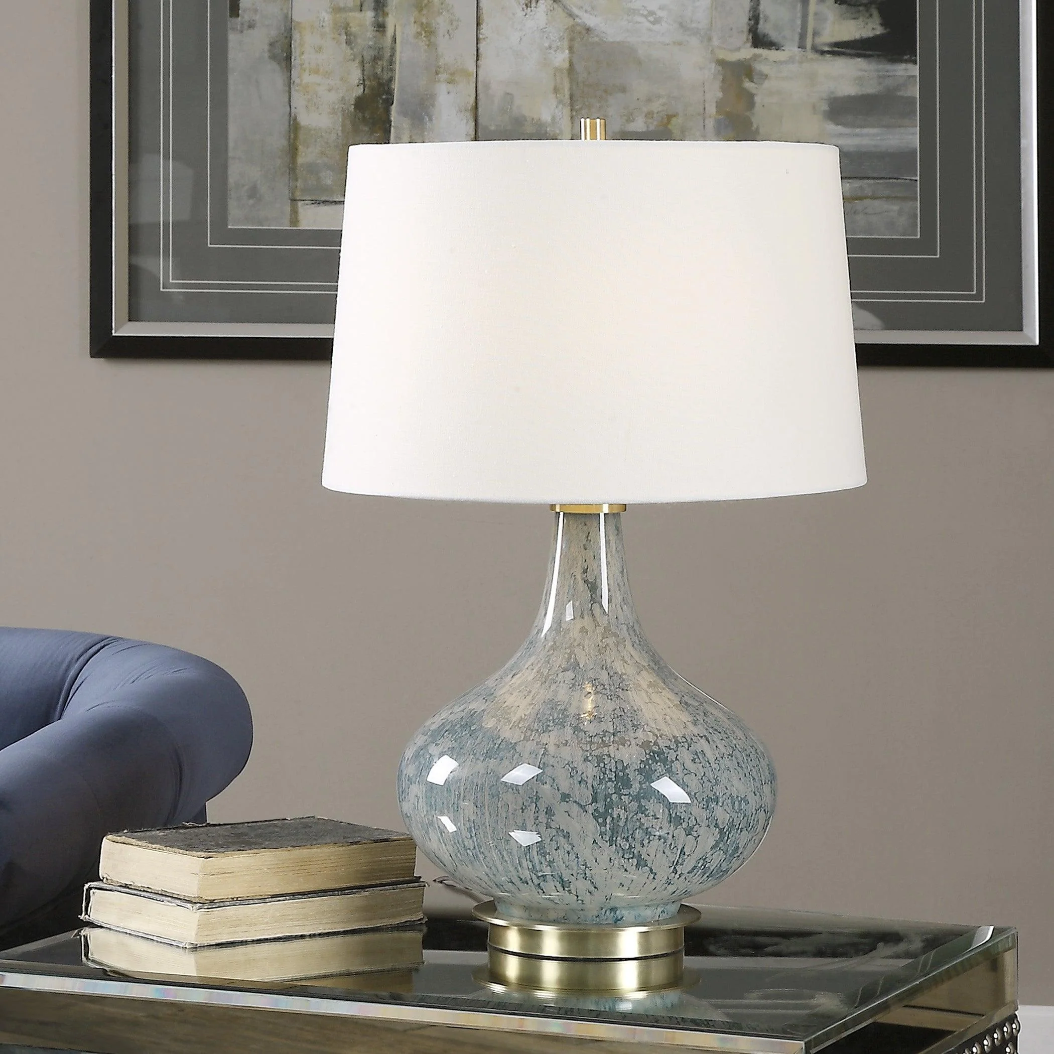 Celinda Blue Gray Glass Lamp - Frankwebs