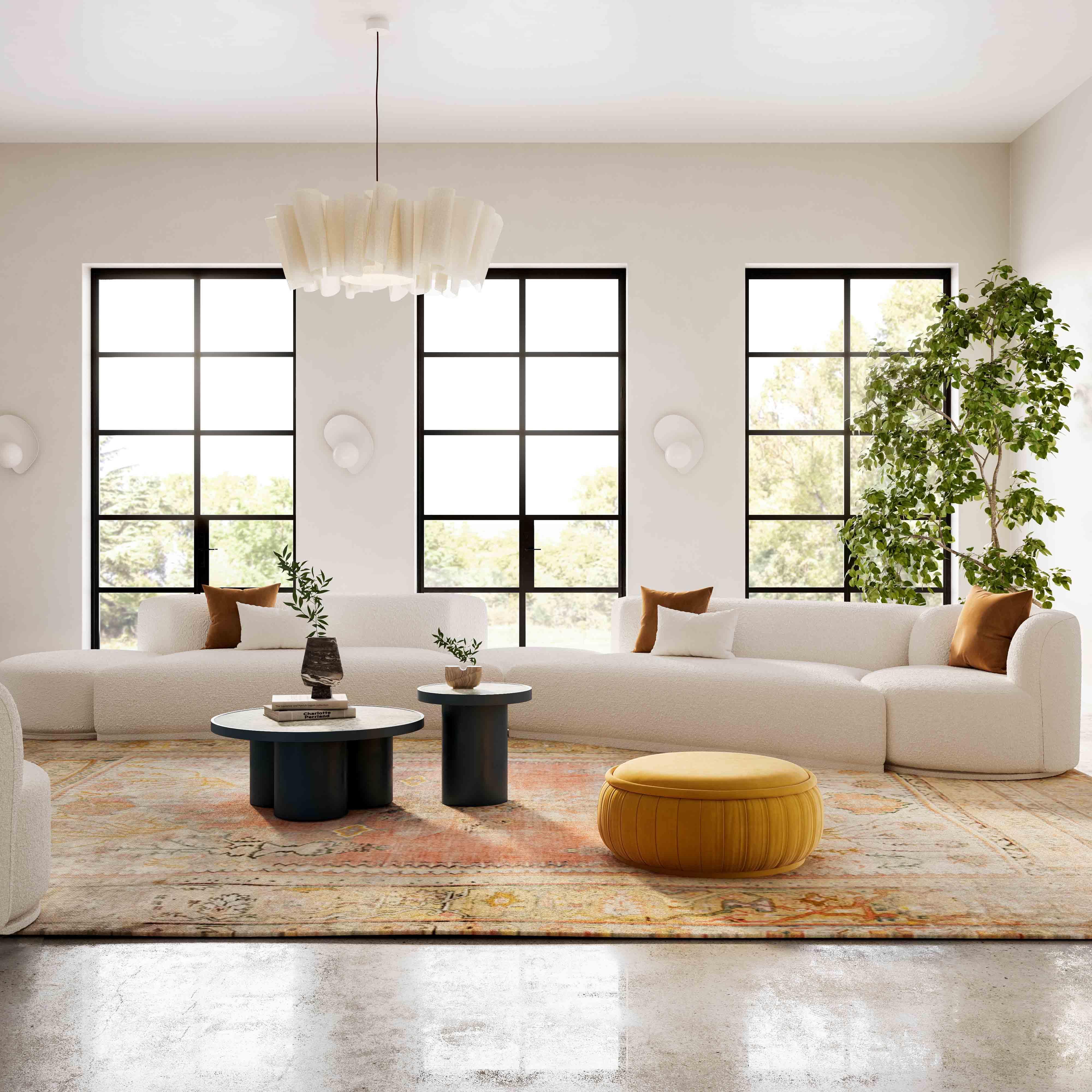 Fickle Cream Boucle 5-Piece Modular Chaise Sectional - Frankwebs