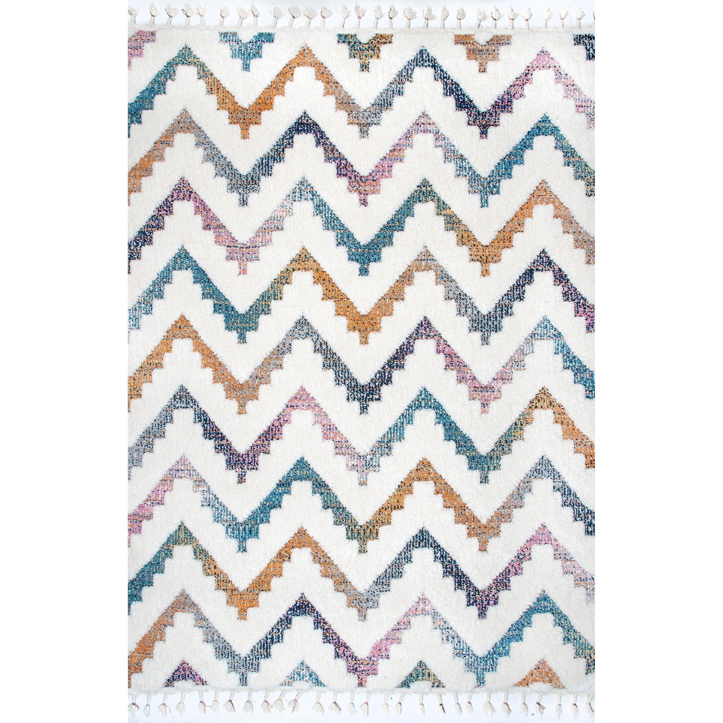 Rumi High-Low Chevron Kids Tassel Area Rug - Frankwebs