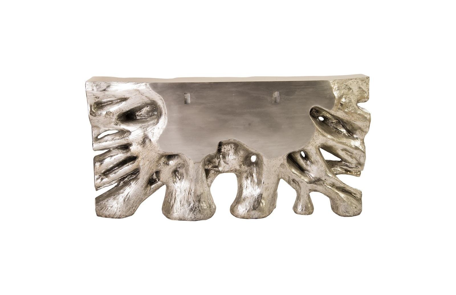 Square Root Console Table, Silver Leaf - Frankwebs