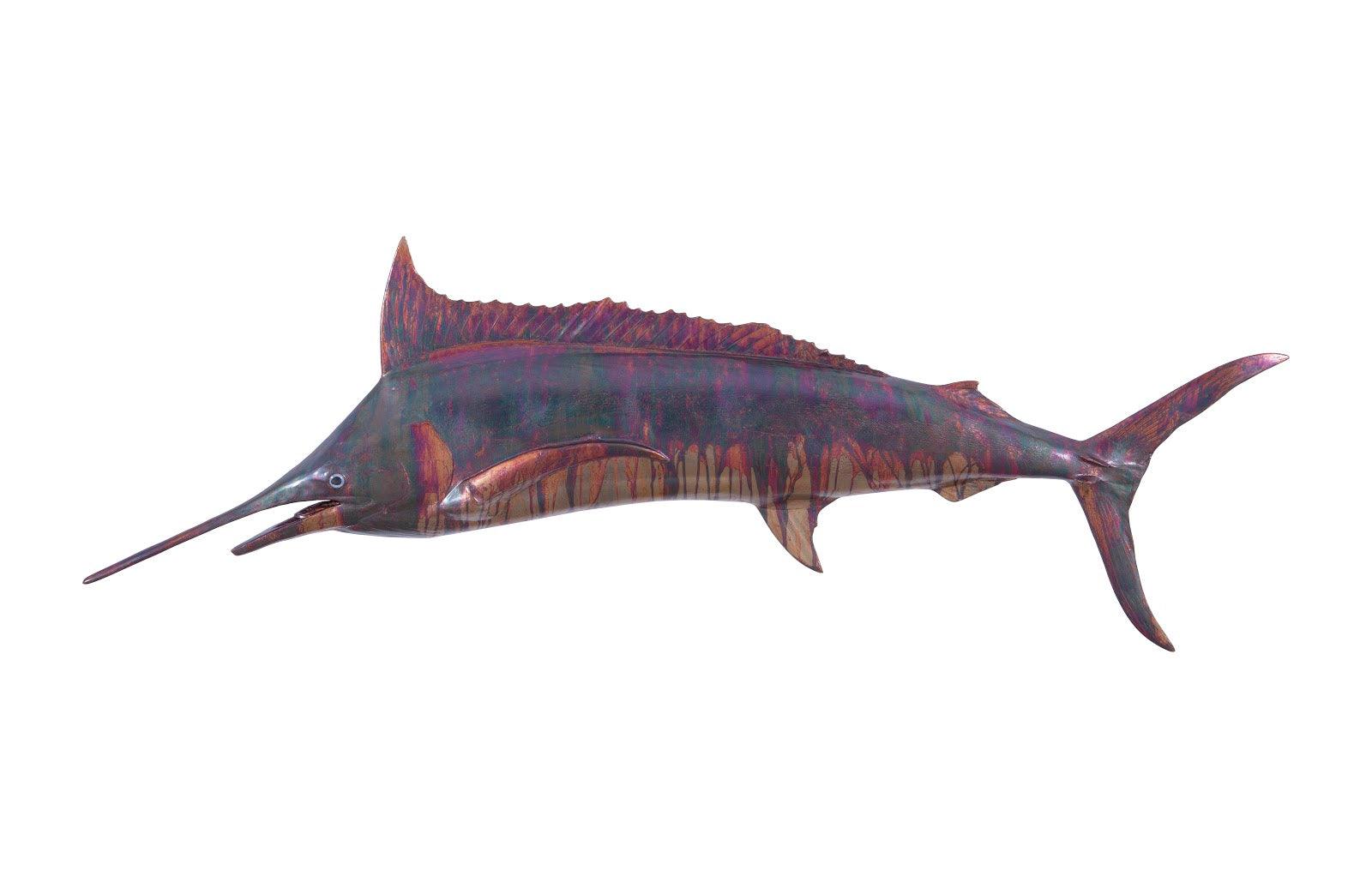 Blue Marlin Fish Wall Sculpture, Resin, Copper Patina Finish - Frankwebs