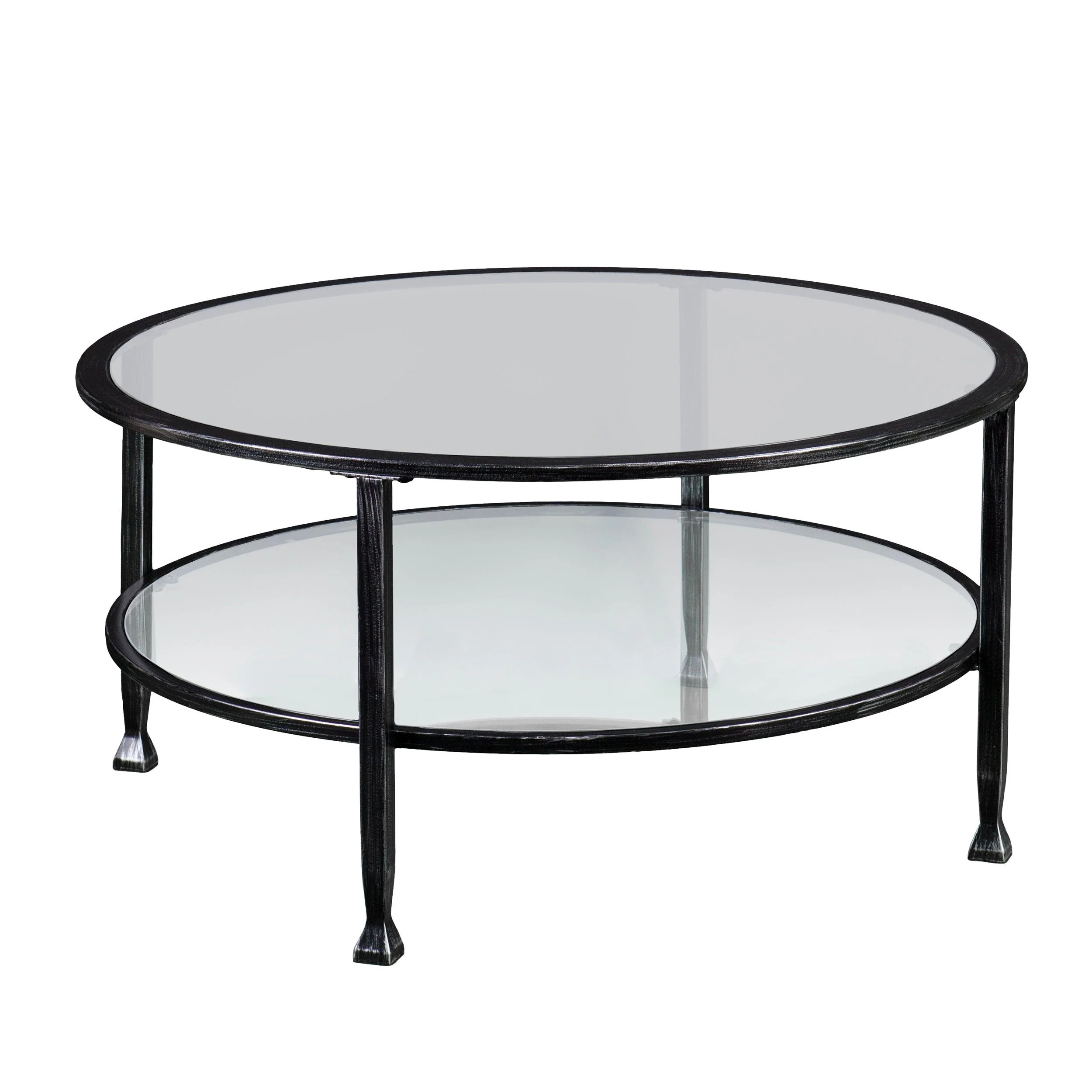 Jaymes Metal/Glass Round Cocktail Table - Black - Frankwebs