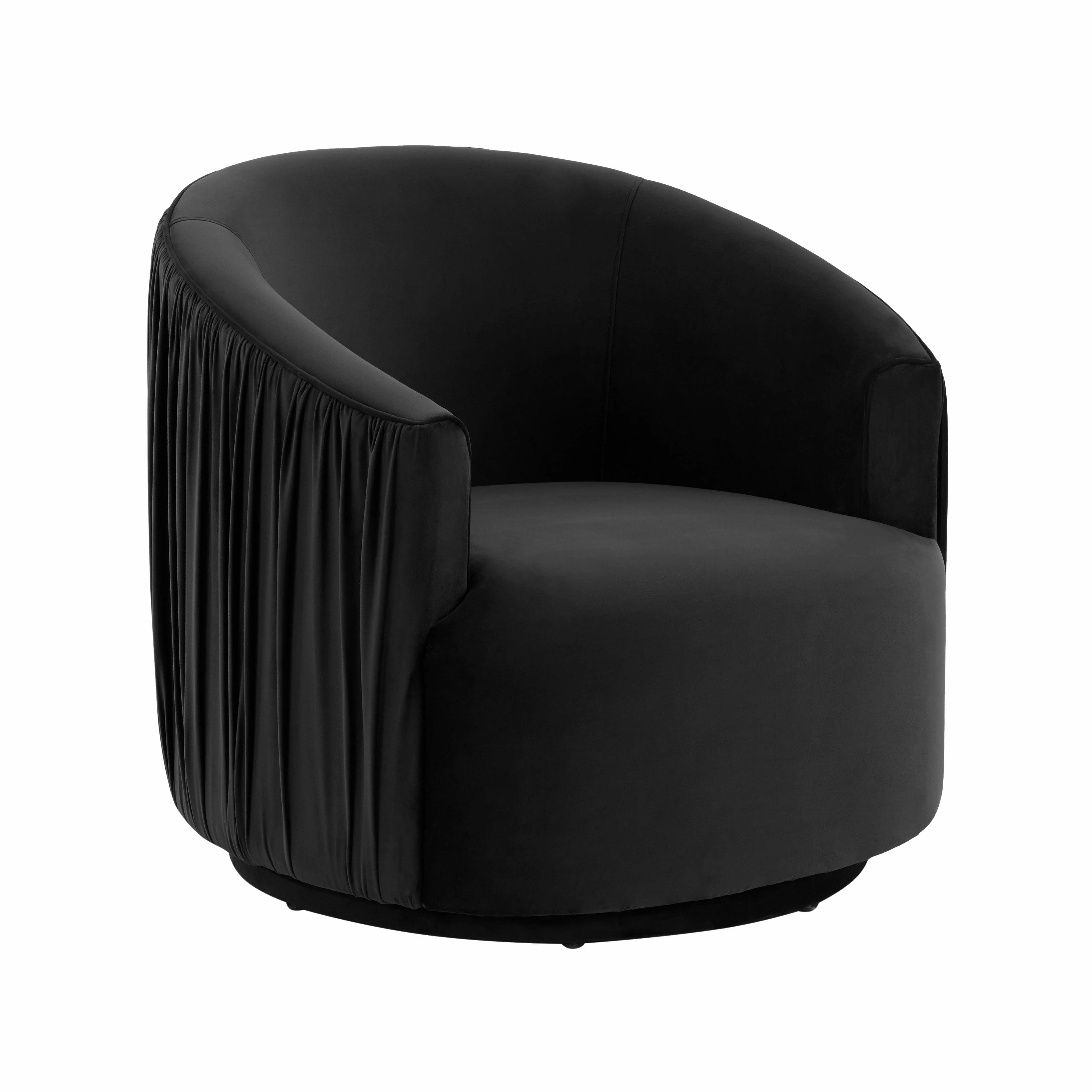 London Black Pleated Swivel Chair - Frankwebs