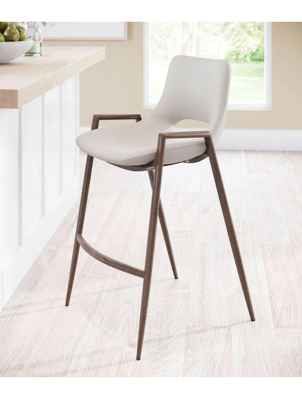 Desi Counter Chair (Set of 2) Beige & Walnut - Frankwebs