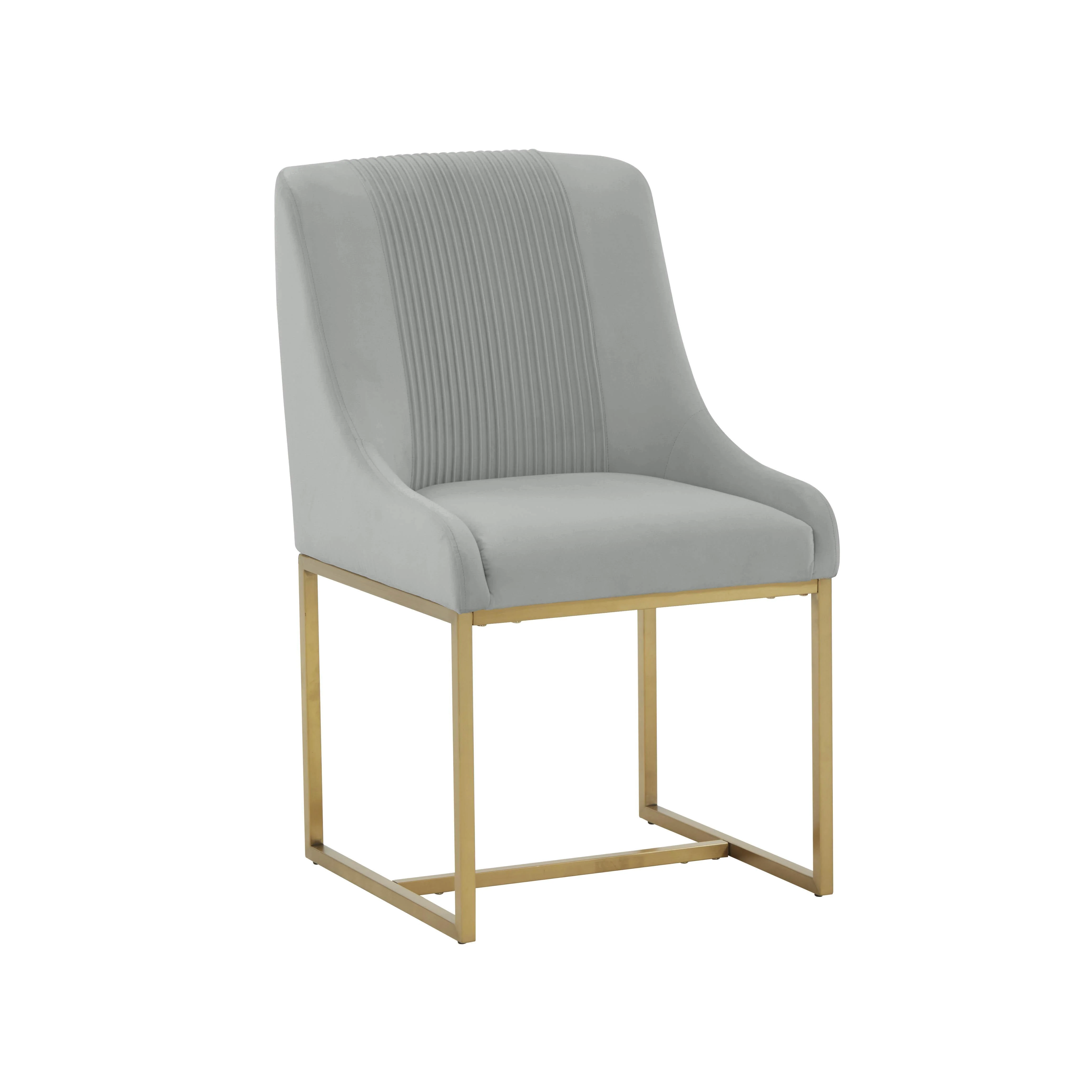 Lisa Grey Pleated Velvet  Dining Chair - Frankwebs