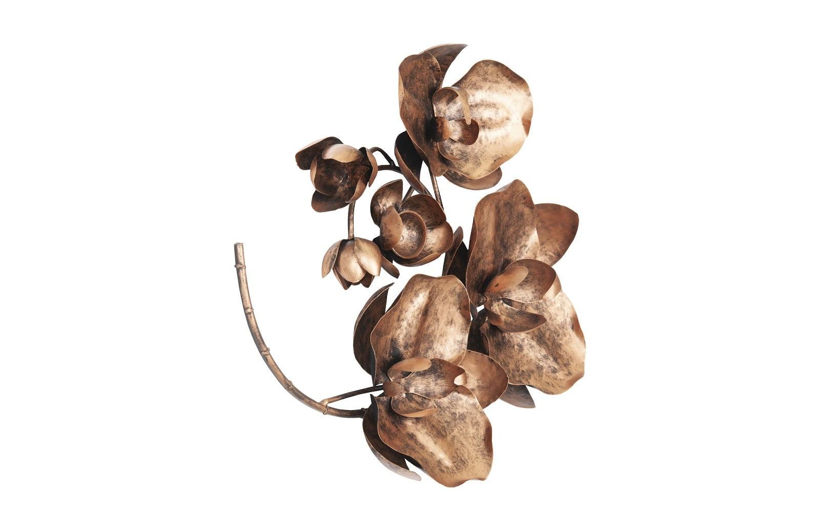 Orchid Sprig Wall Art, Small, Metal, Copper/Black - Frankwebs