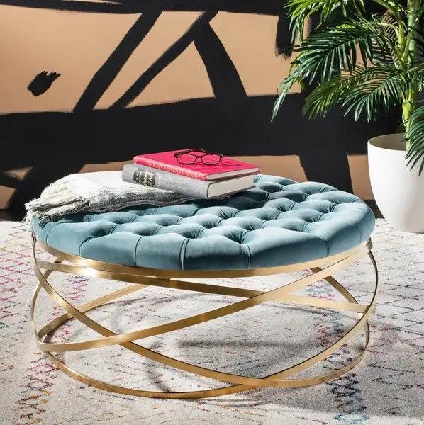 RUMI TUFTED VELVET OTTOMAN - Frankwebs