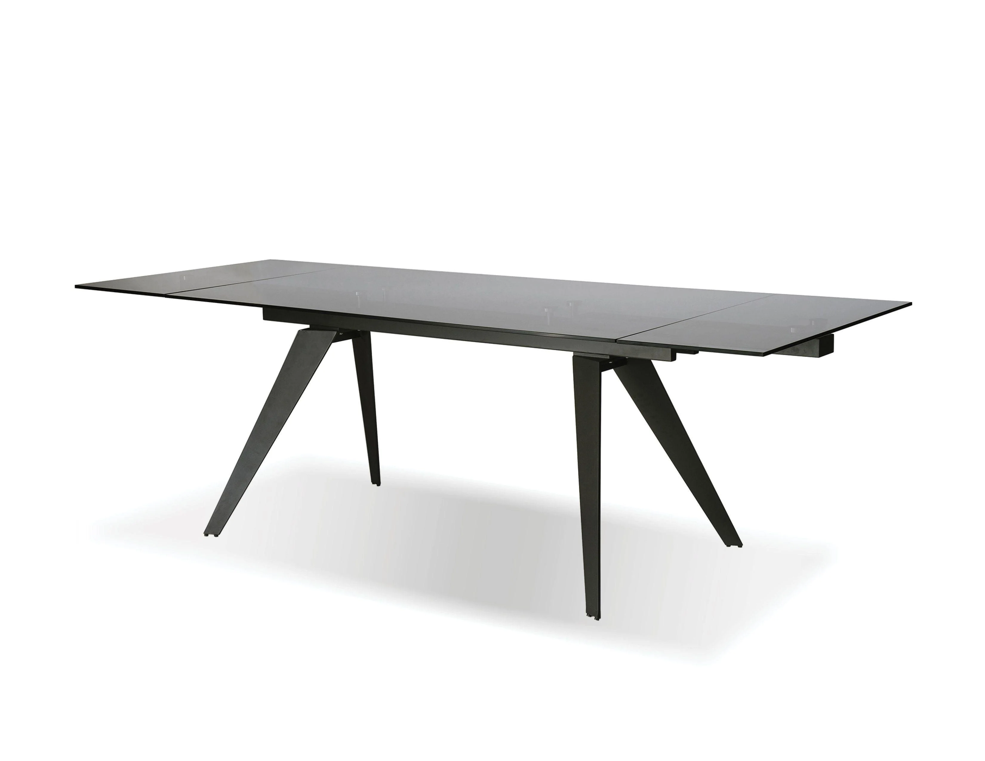 NOIRE Dining Table Double Extension Gunmetal Steel Base - Frankwebs
