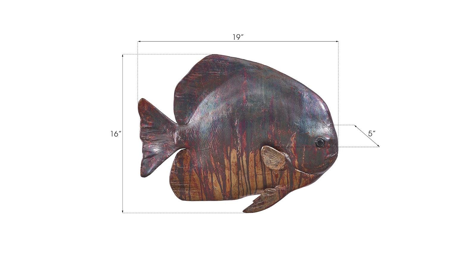 Australian Bat Fish Wall Sculpture, Resin, Copper Patina Finish - Frankwebs