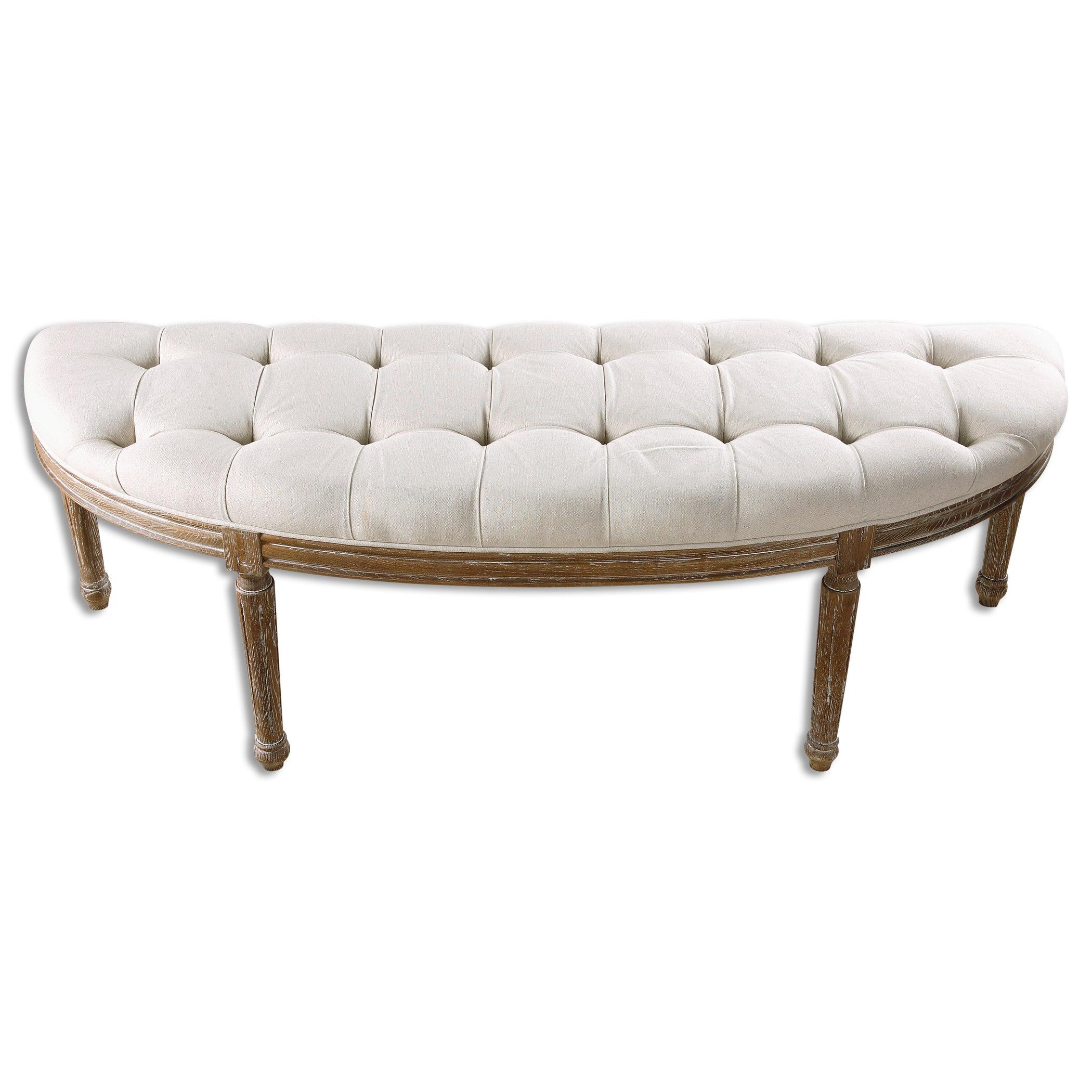 Leggett Tufted White Bench - Frankwebs