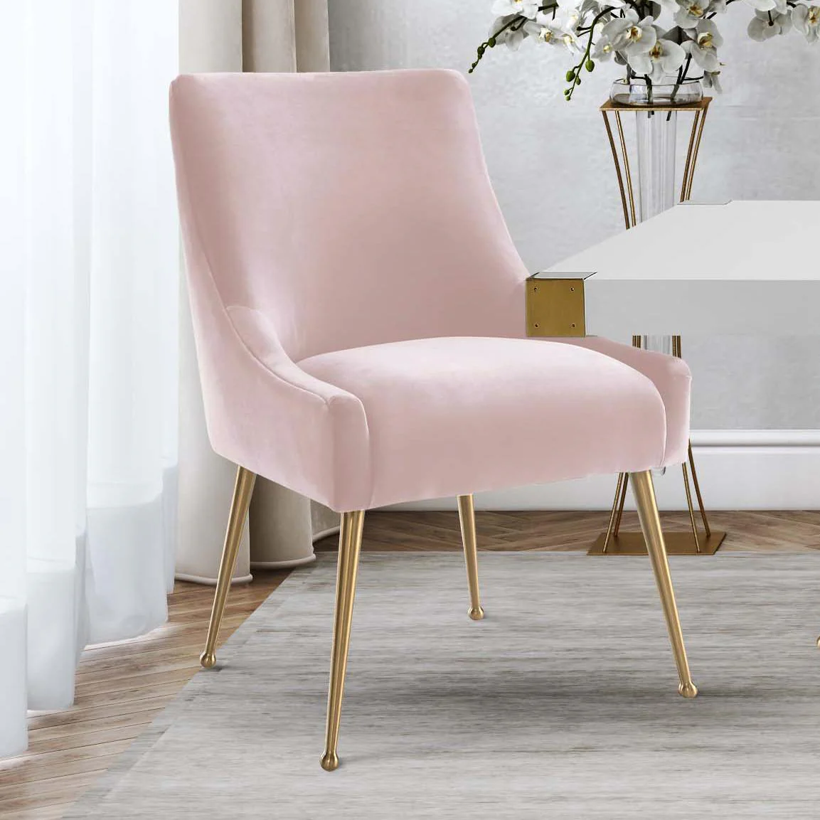 Beatrix Blush Velvet Side Chair - Frankwebs