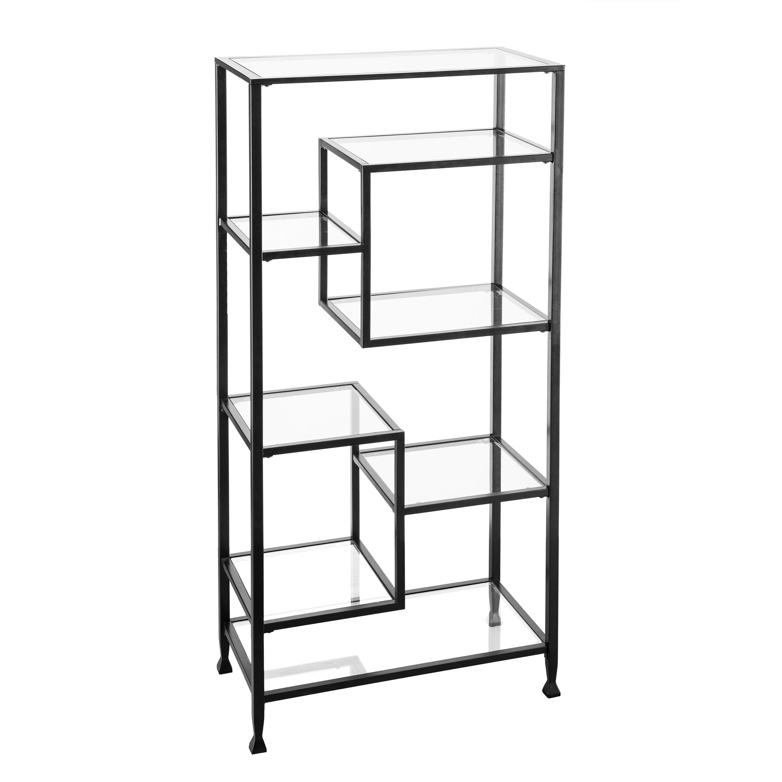 Jaymes Metal/Glass Asymmetrical Étagère/Bookcase - Frankwebs