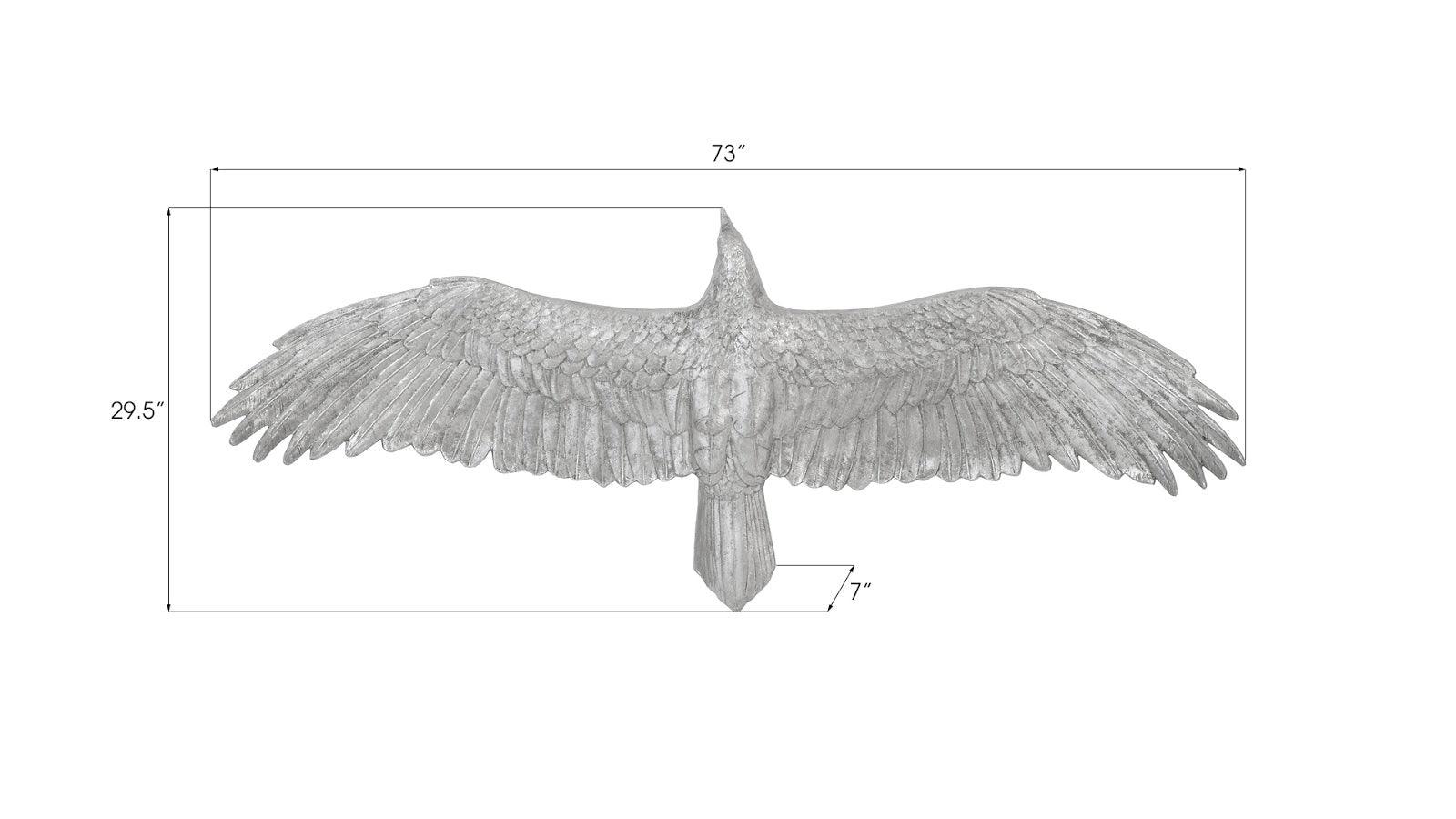 Soaring Eagle Wall Art, Resin, Silver Leaf, LG - Frankwebs