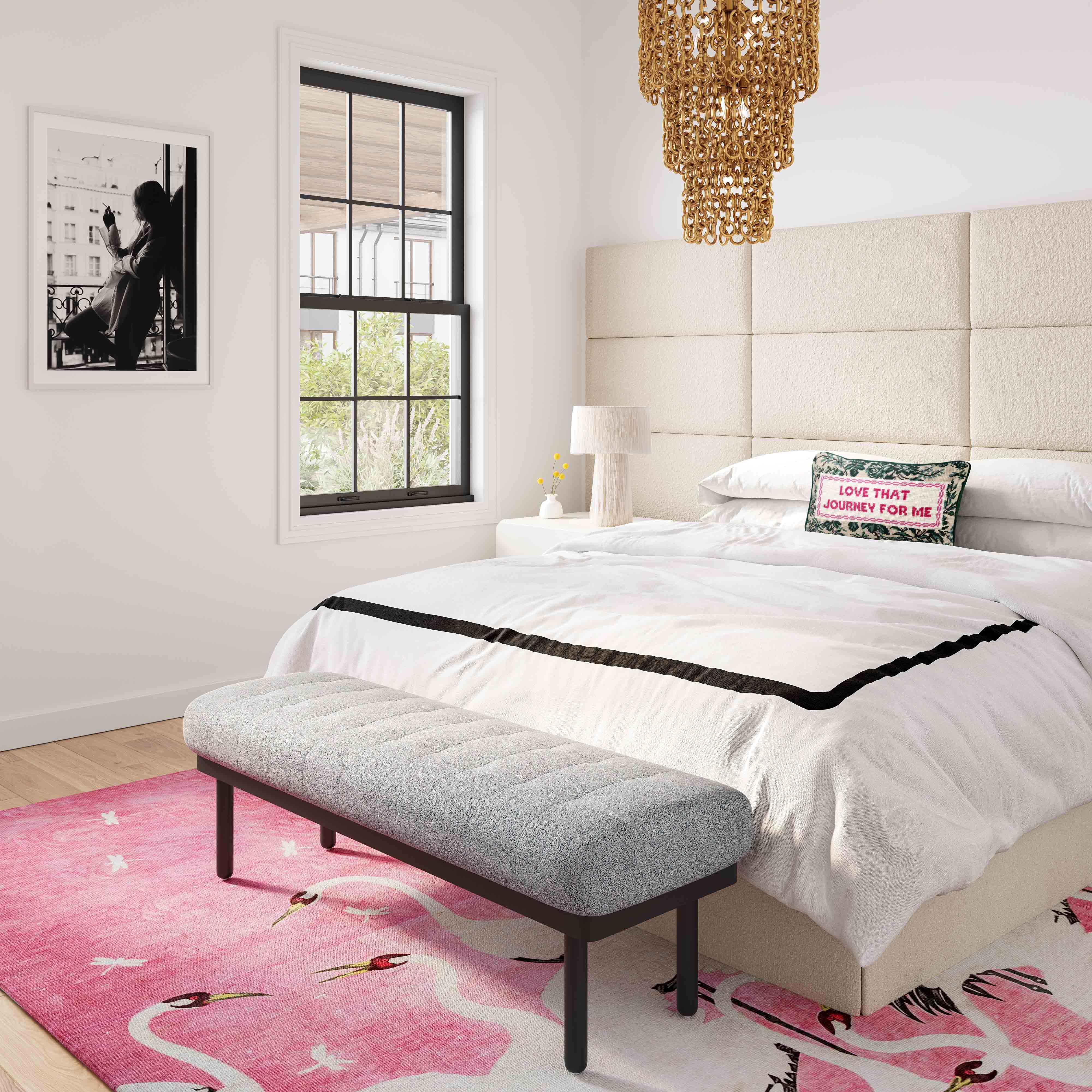 Olivia Grey Boucle Bench - Frankwebs