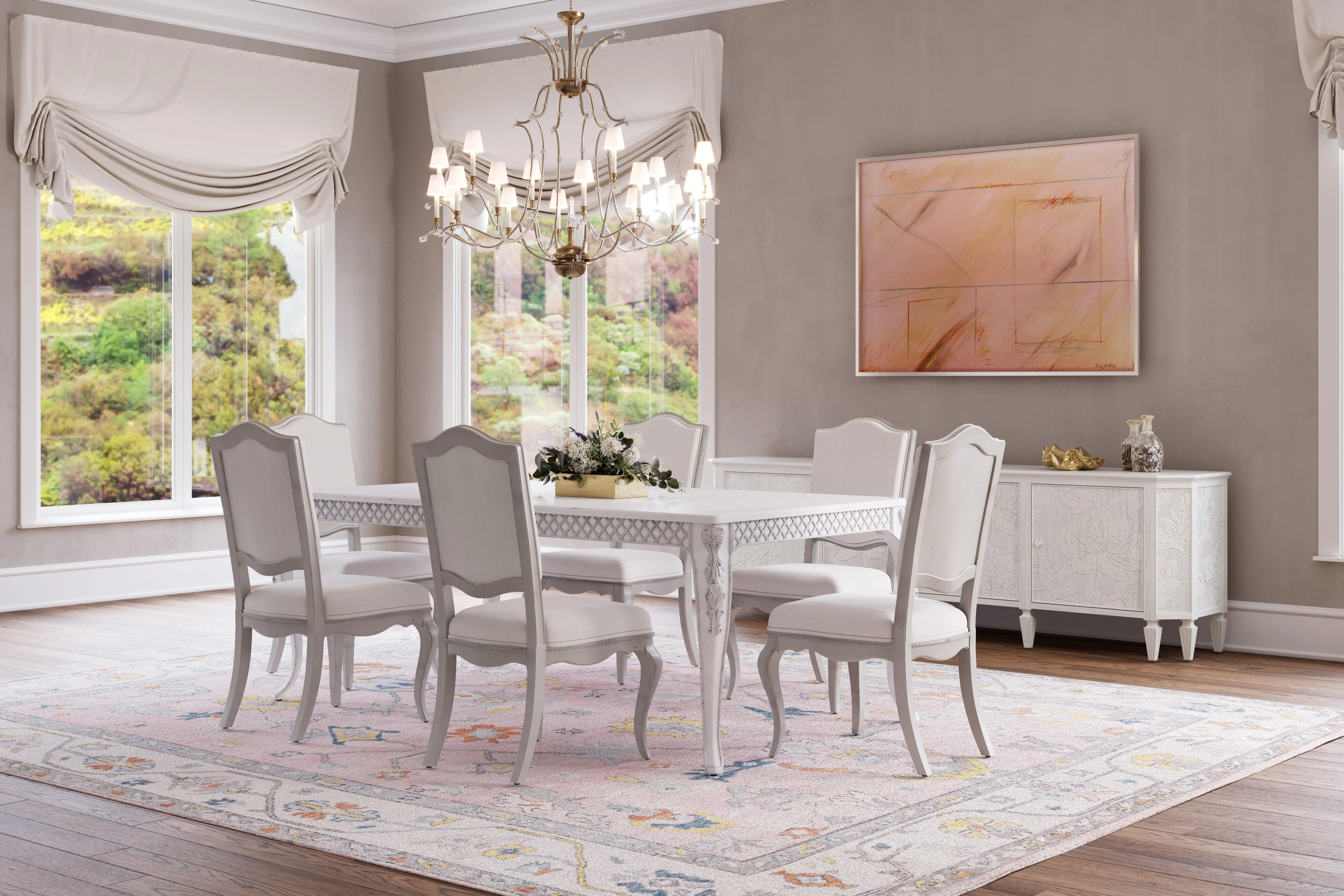 White Inversion Lattice Leg Dining Table 78