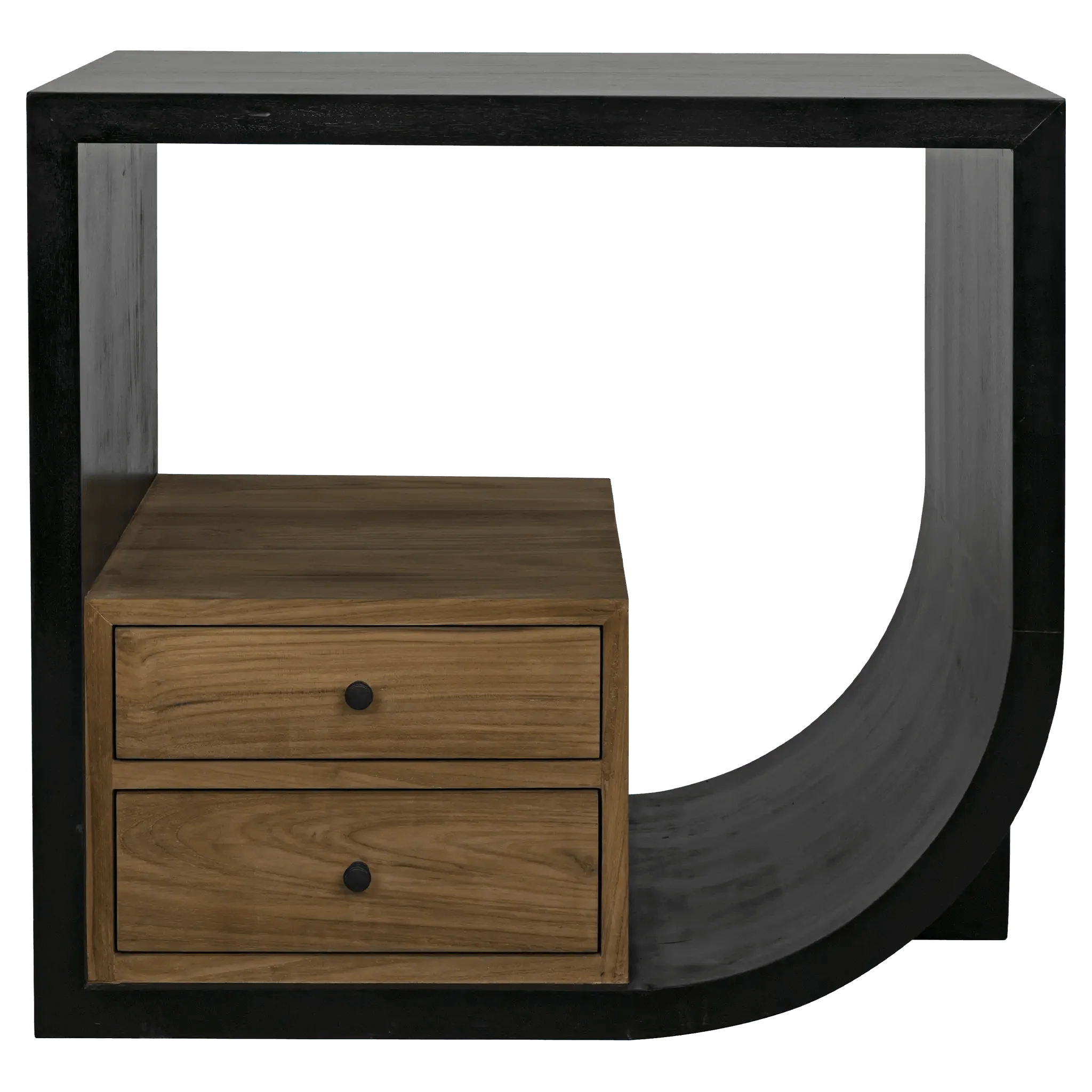 Burton Side Table, Right, Hand Rubbed Black and Teak - Frankwebs