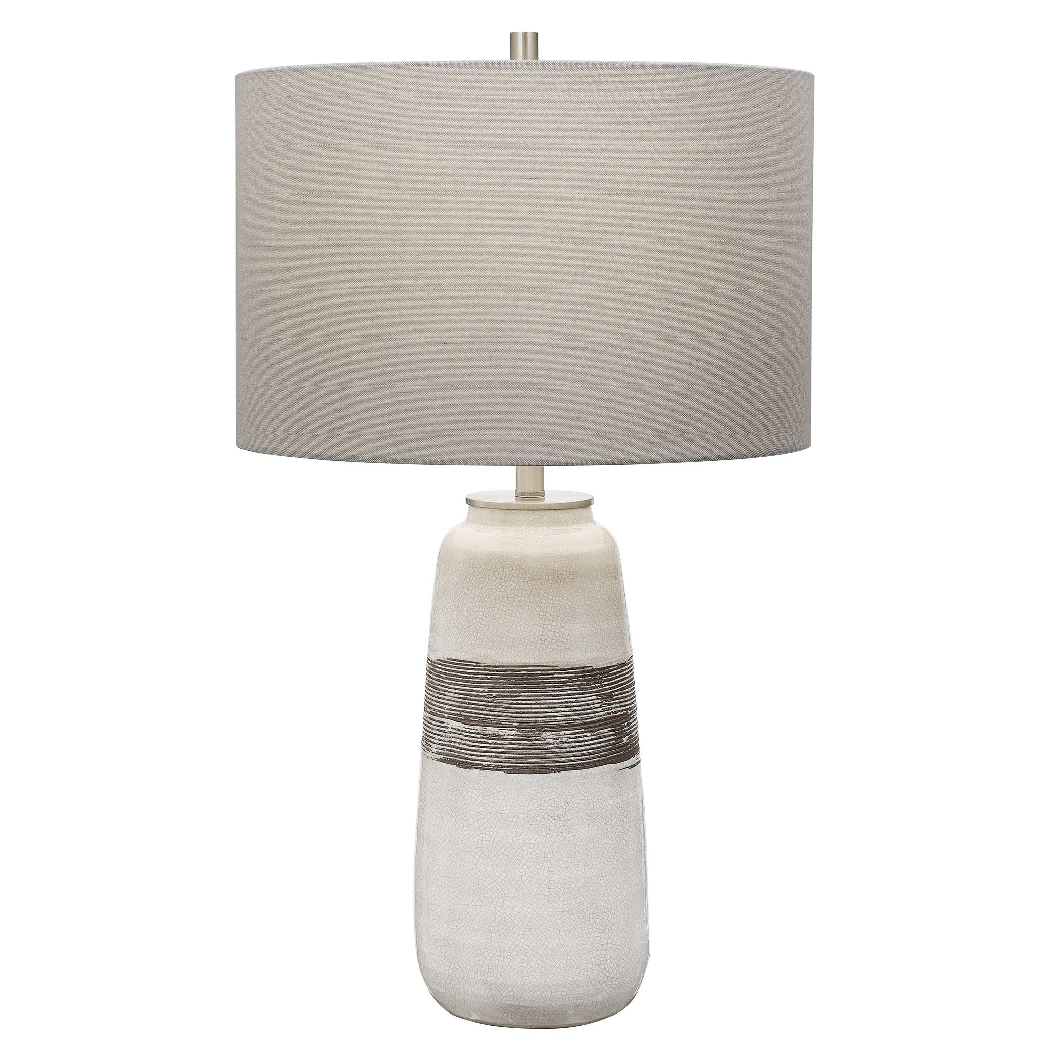COMANCHE WHITE CRACKLE TABLE LAMP - Frankwebs