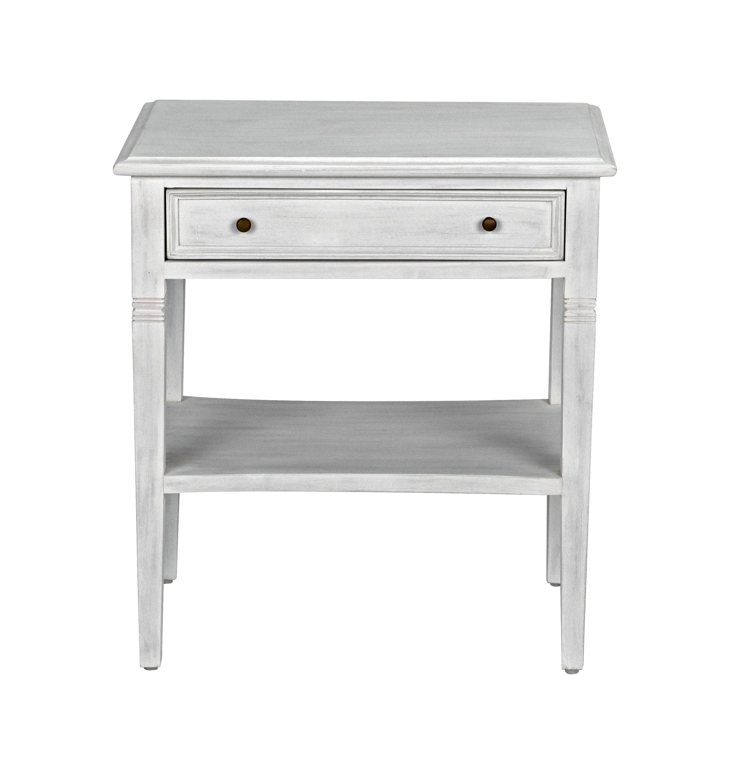 Oxford 1-Drawer Side Table, White Wash - Frankwebs