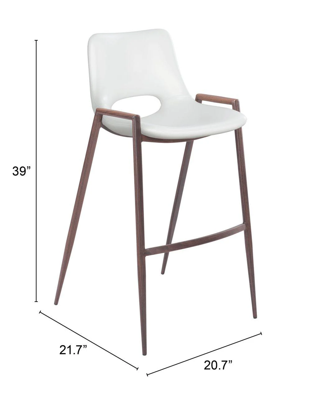 Desi Bar Chair (Set of 2) White & Walnut - Frankwebs