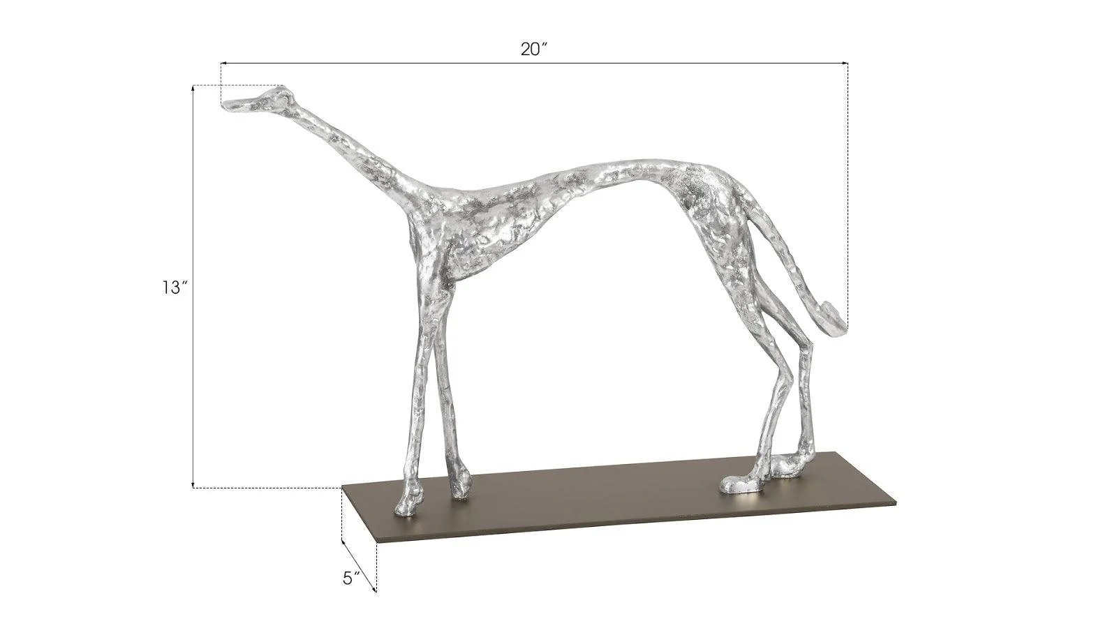 Greyhound on Black Metal Base, Silver Leaf - Frankwebs