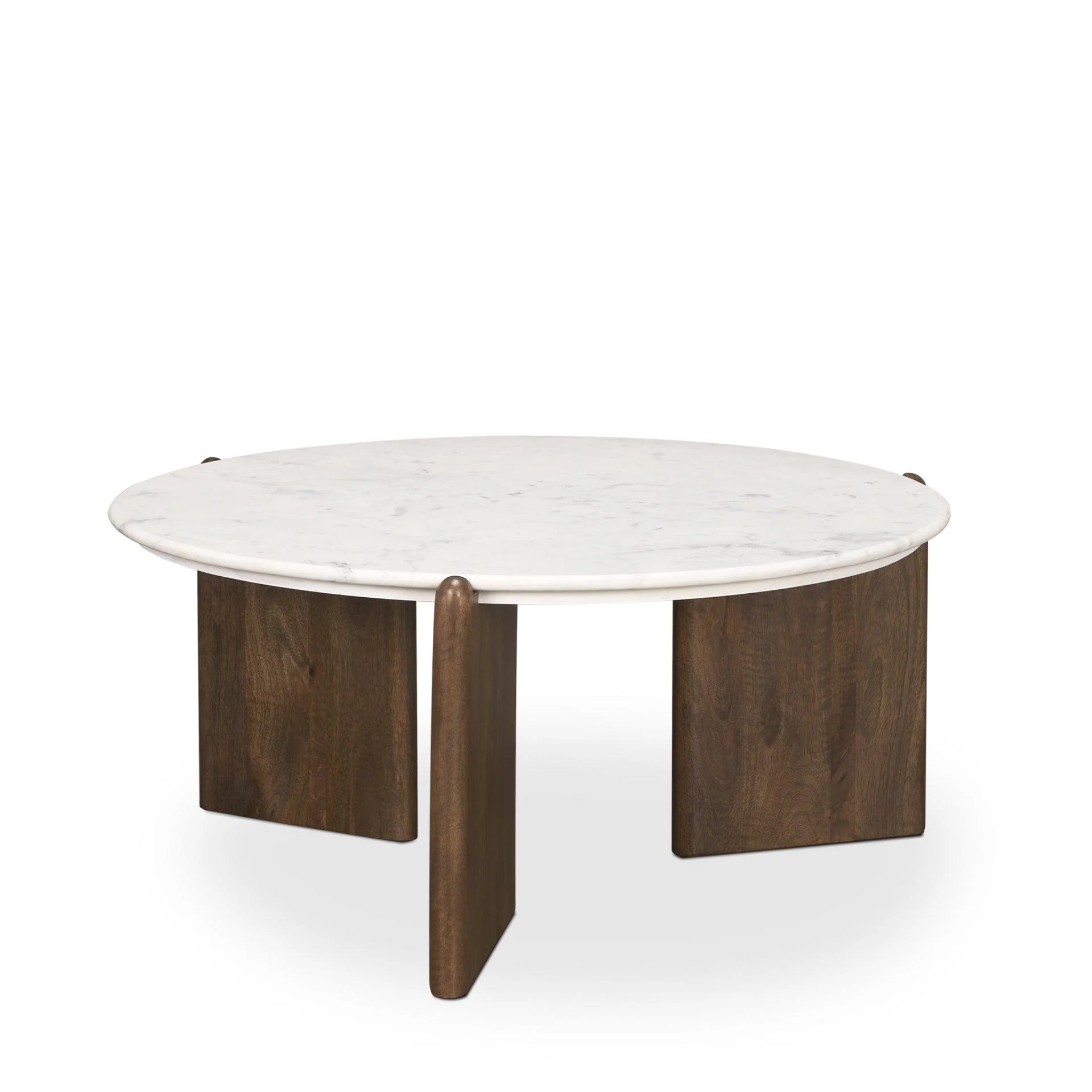 Rumer Dark Brown Wood w/ White Marble Coffee Table - Frankwebs