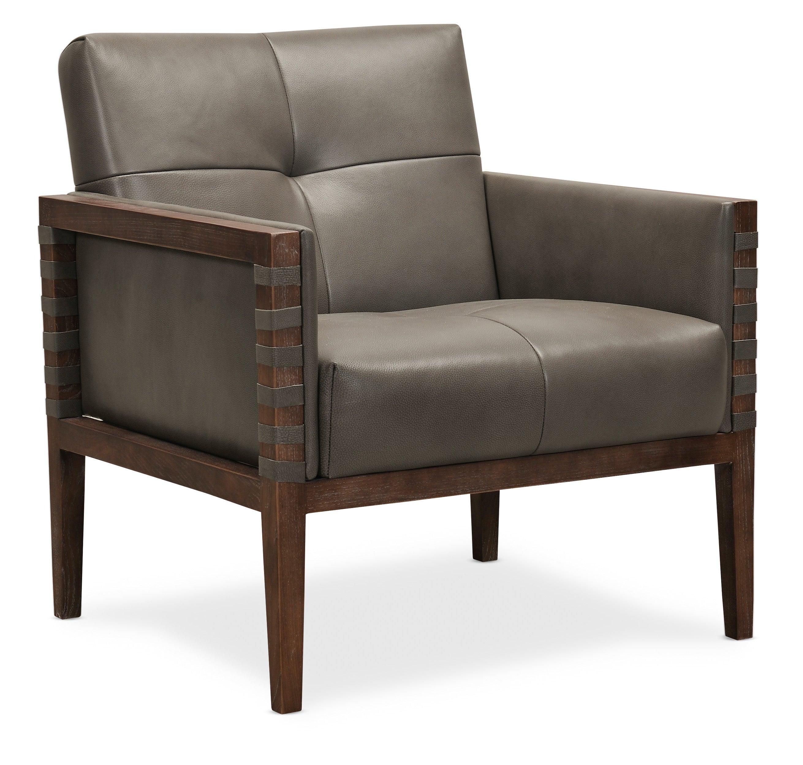 Carverdale Leather Club Chair withWood Frame - Frankwebs