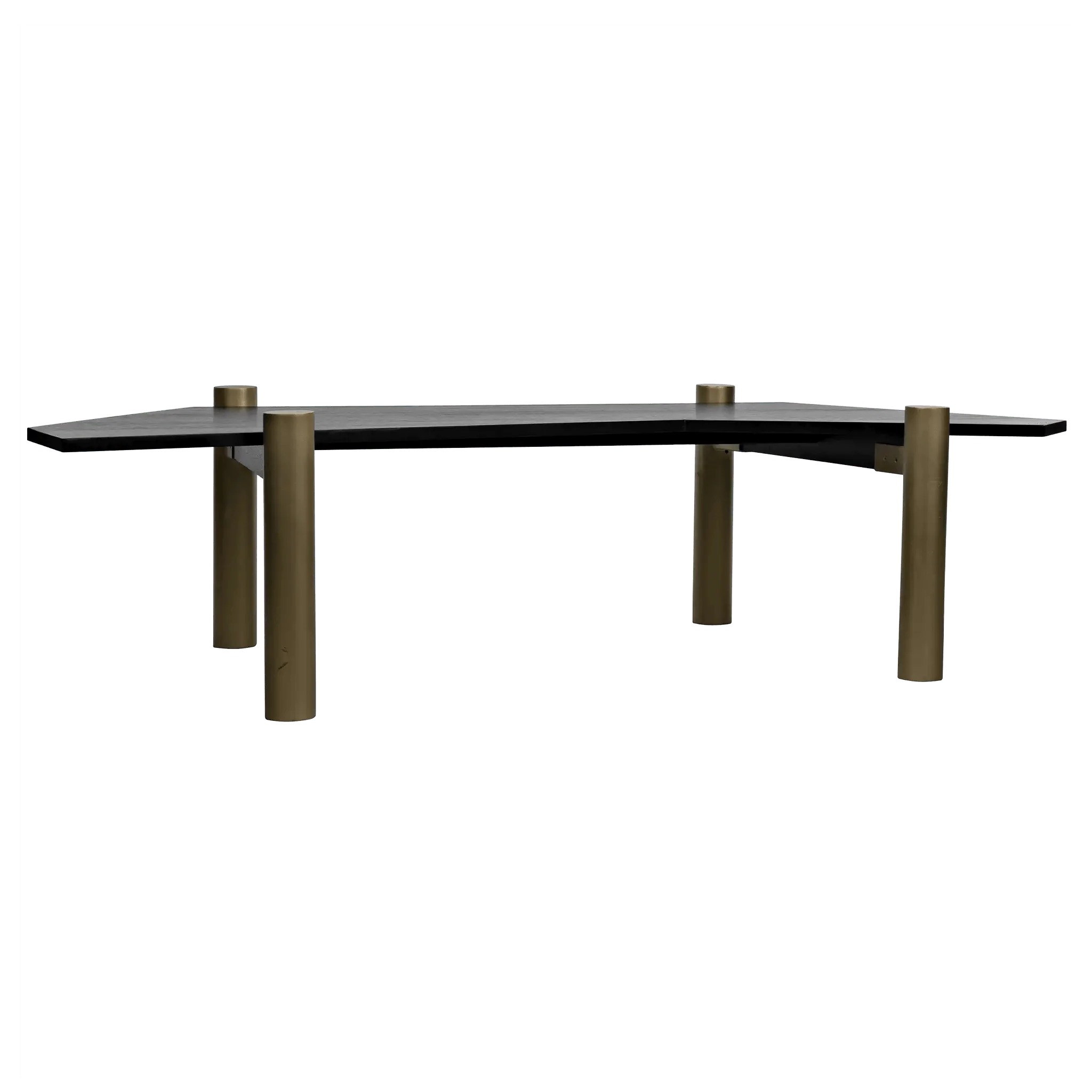 Tabu Coffee Table, Brass Finished Legs with Ebony Walnut Top - Frankwebs