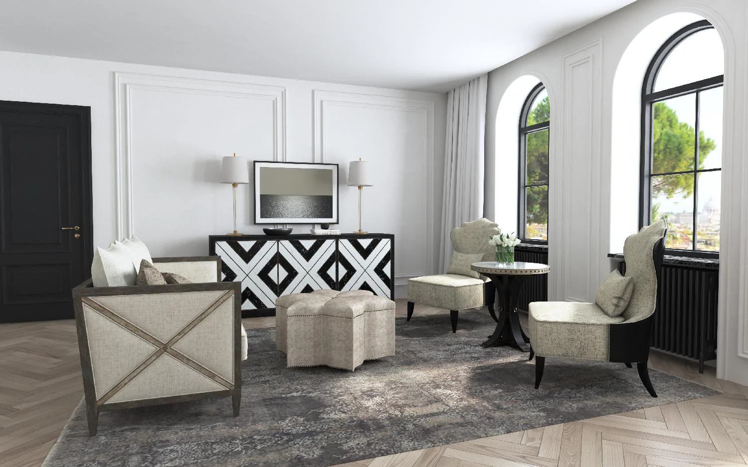 Sanctuary Noir Et Blanc Entertainment Console - Frankwebs