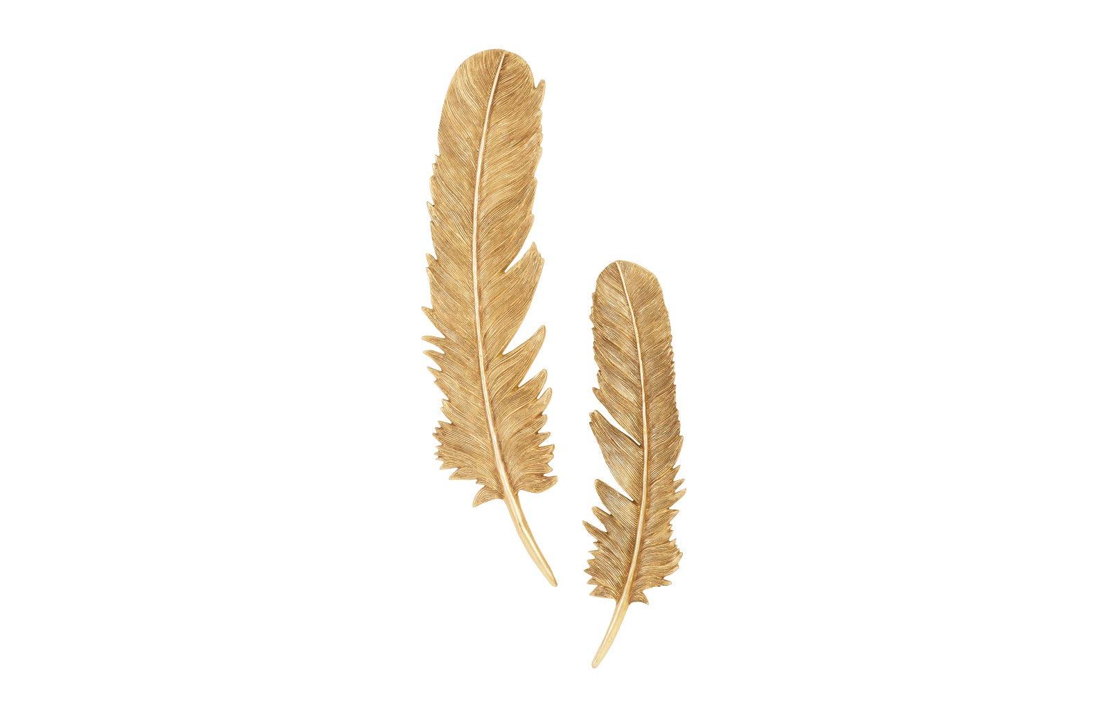 Feathers Wall Art, Large, Gold Leaf, Set of 2 - Frankwebs
