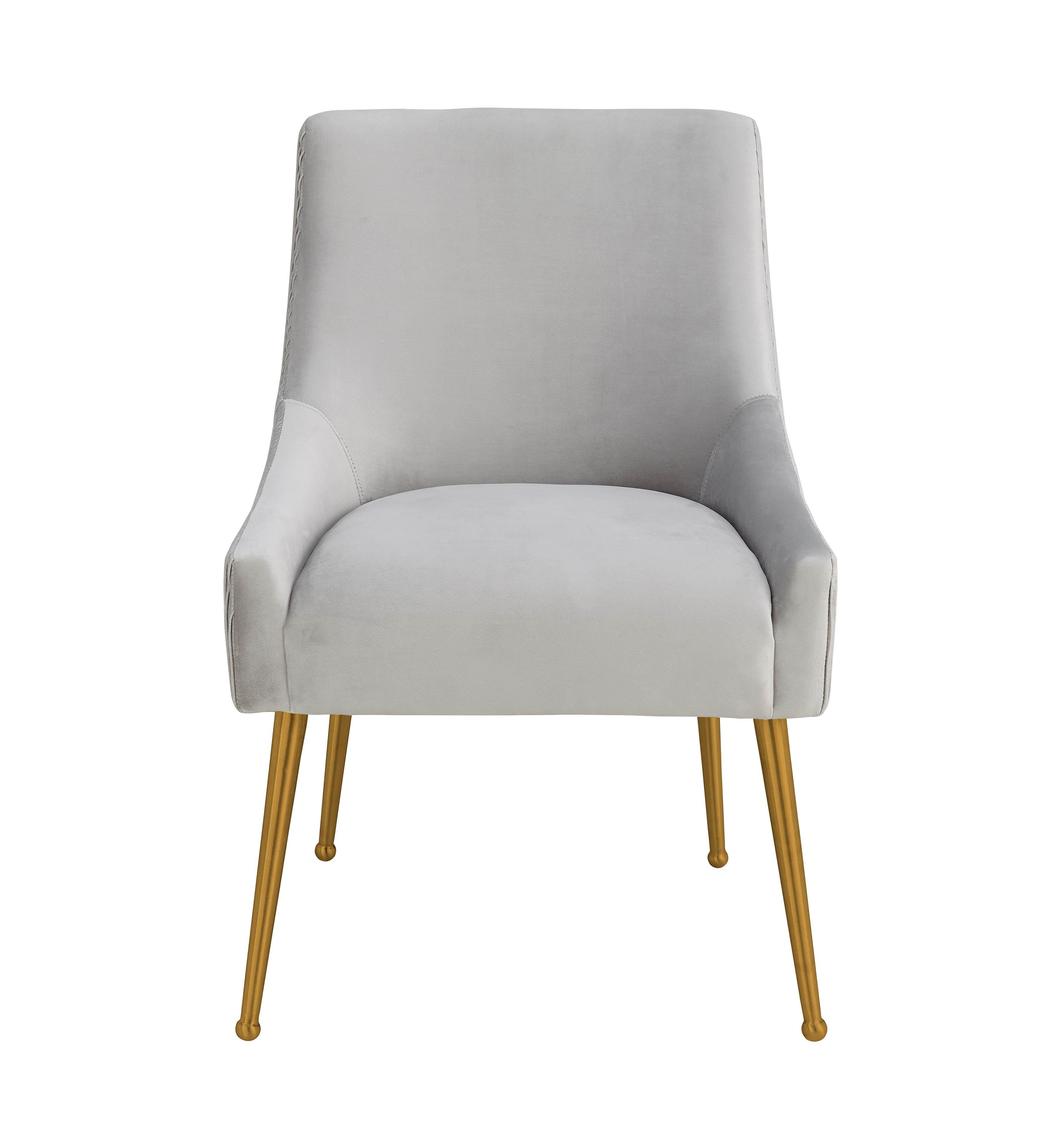 Beatrix Pleated Light Grey Velvet Side Chair - Frankwebs