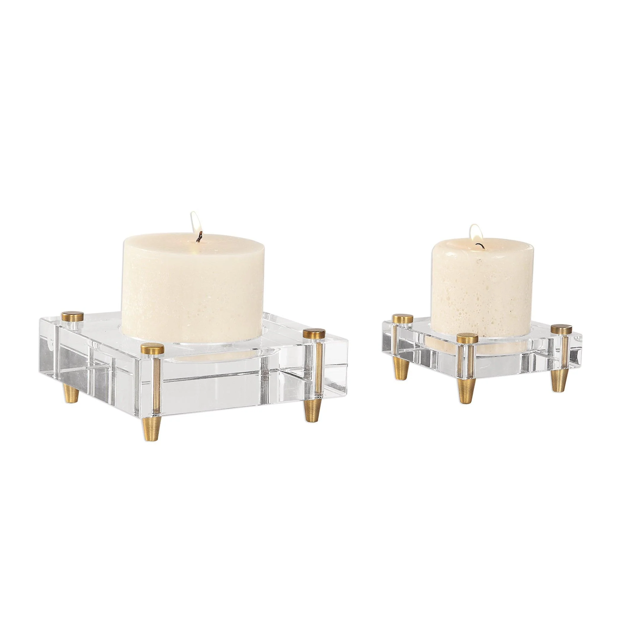 CLAIRE CRYSTAL BLOCK CANDLEHOLDERS, SET OF 2 - Frankwebs