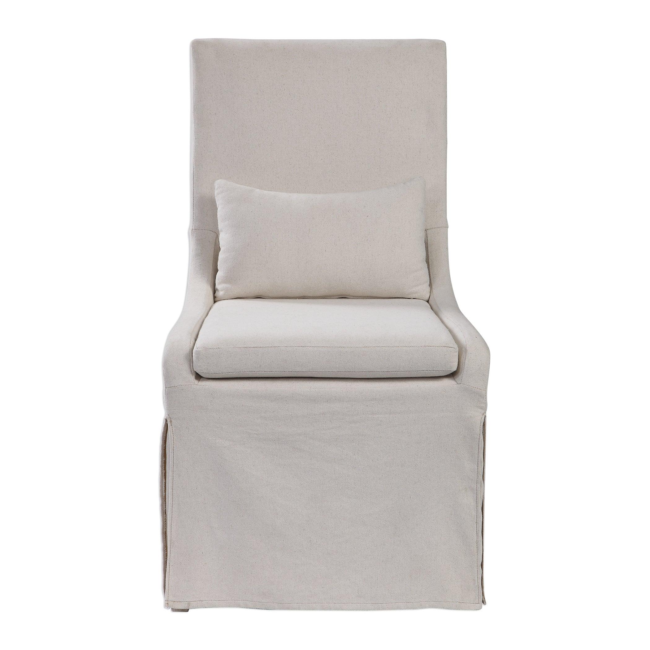 Coley White Linen Armless Chair - Frankwebs