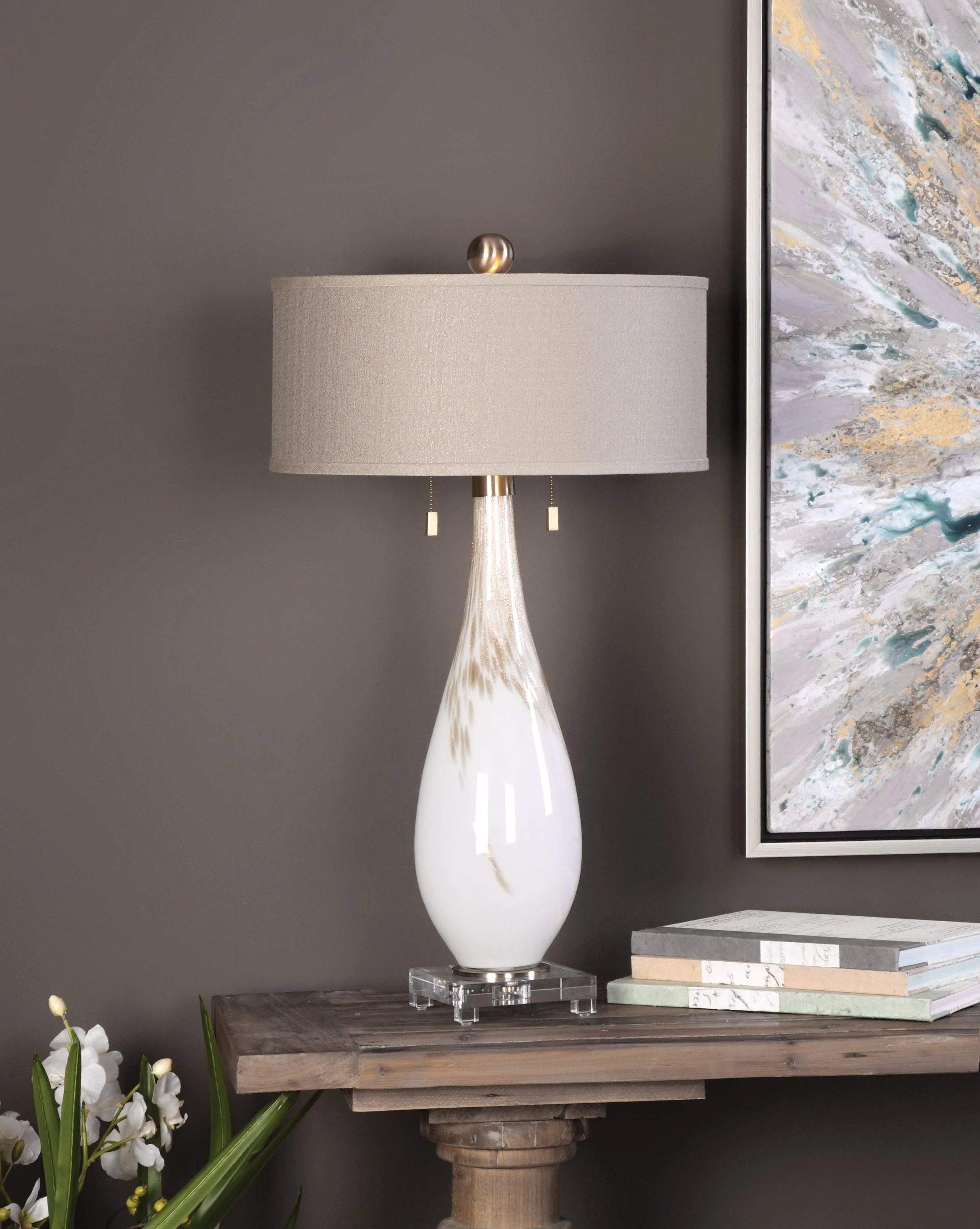 CARDONI WHITE GLASS TABLE LAMP - Frankwebs