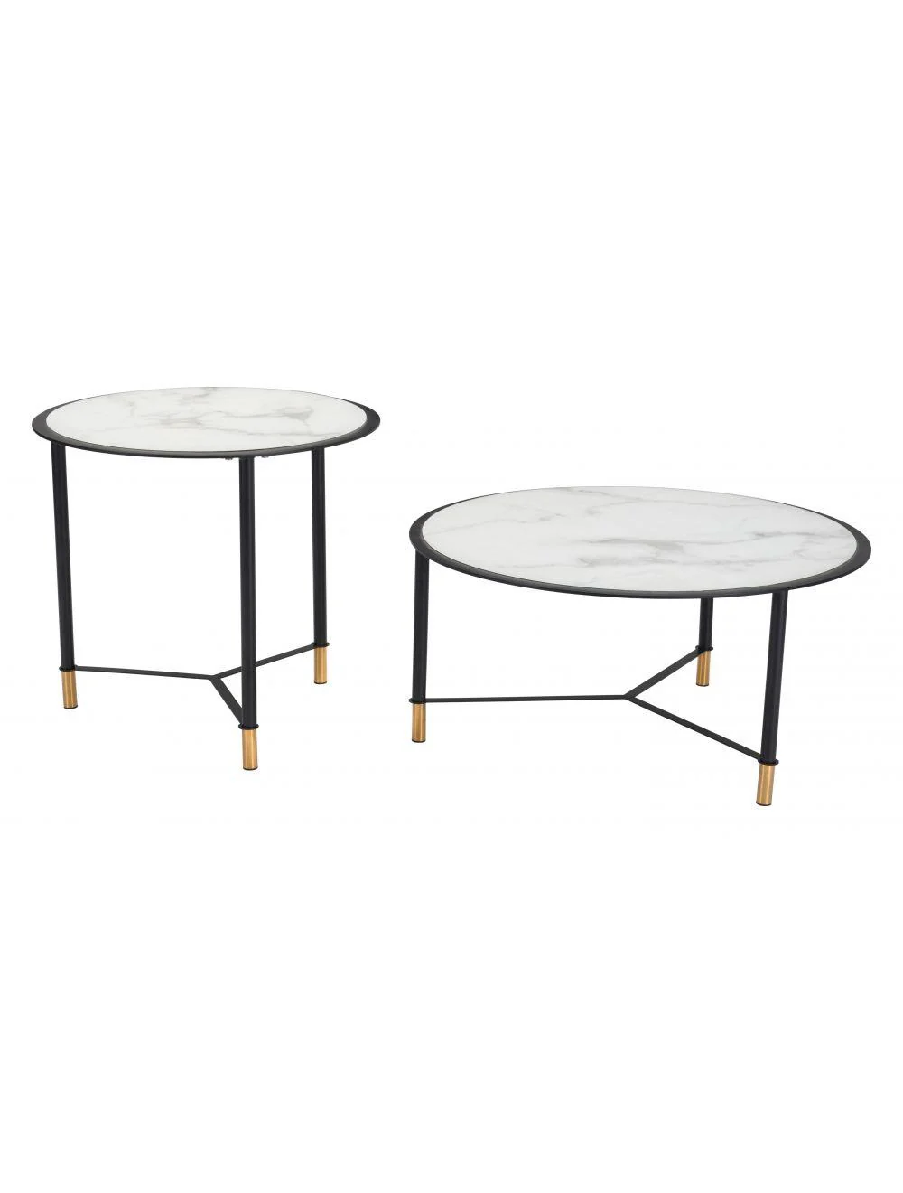 Set of 2 Davis Coffee Tables White & Black - Frankwebs