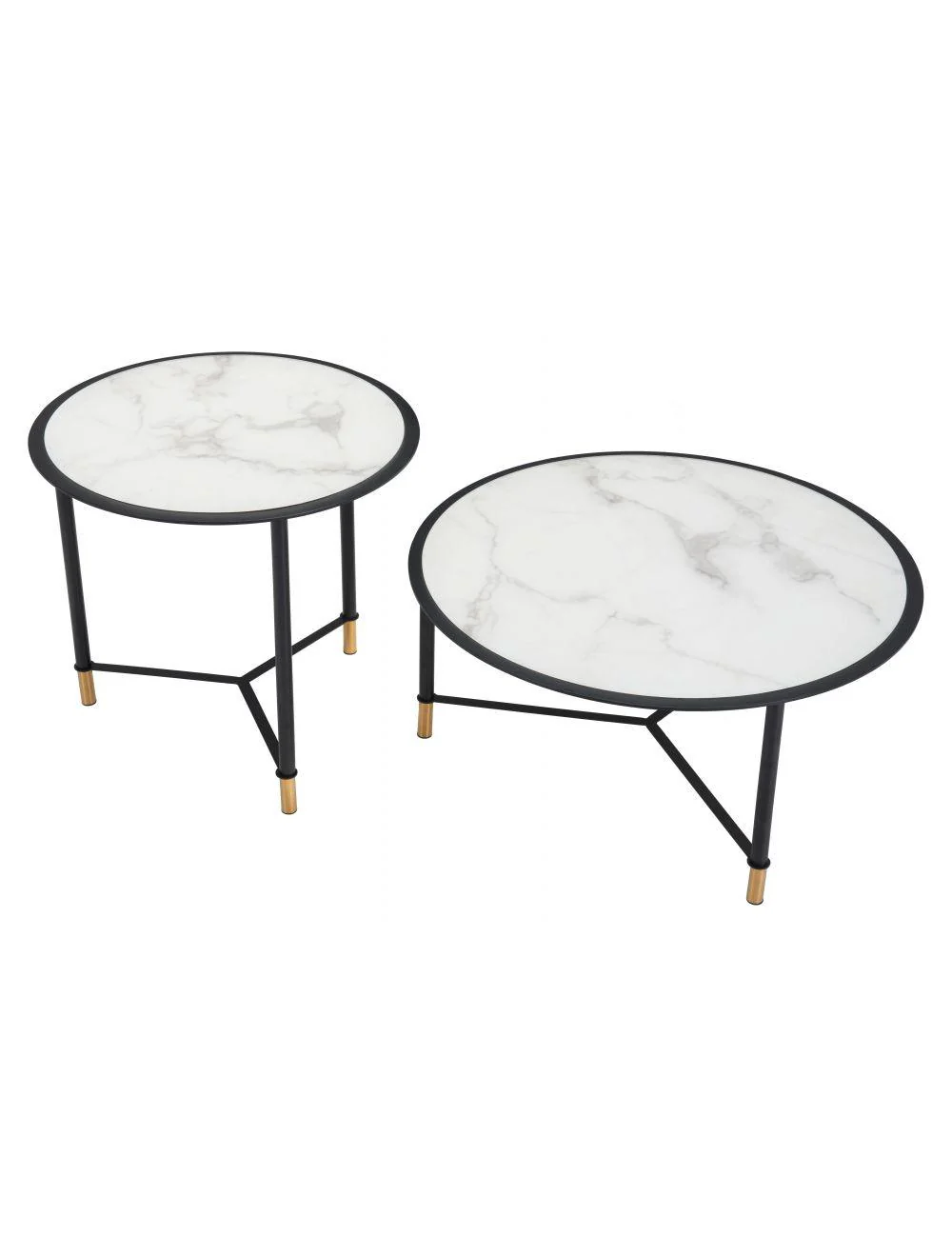 Set of 2 Davis Coffee Tables White & Black - Frankwebs