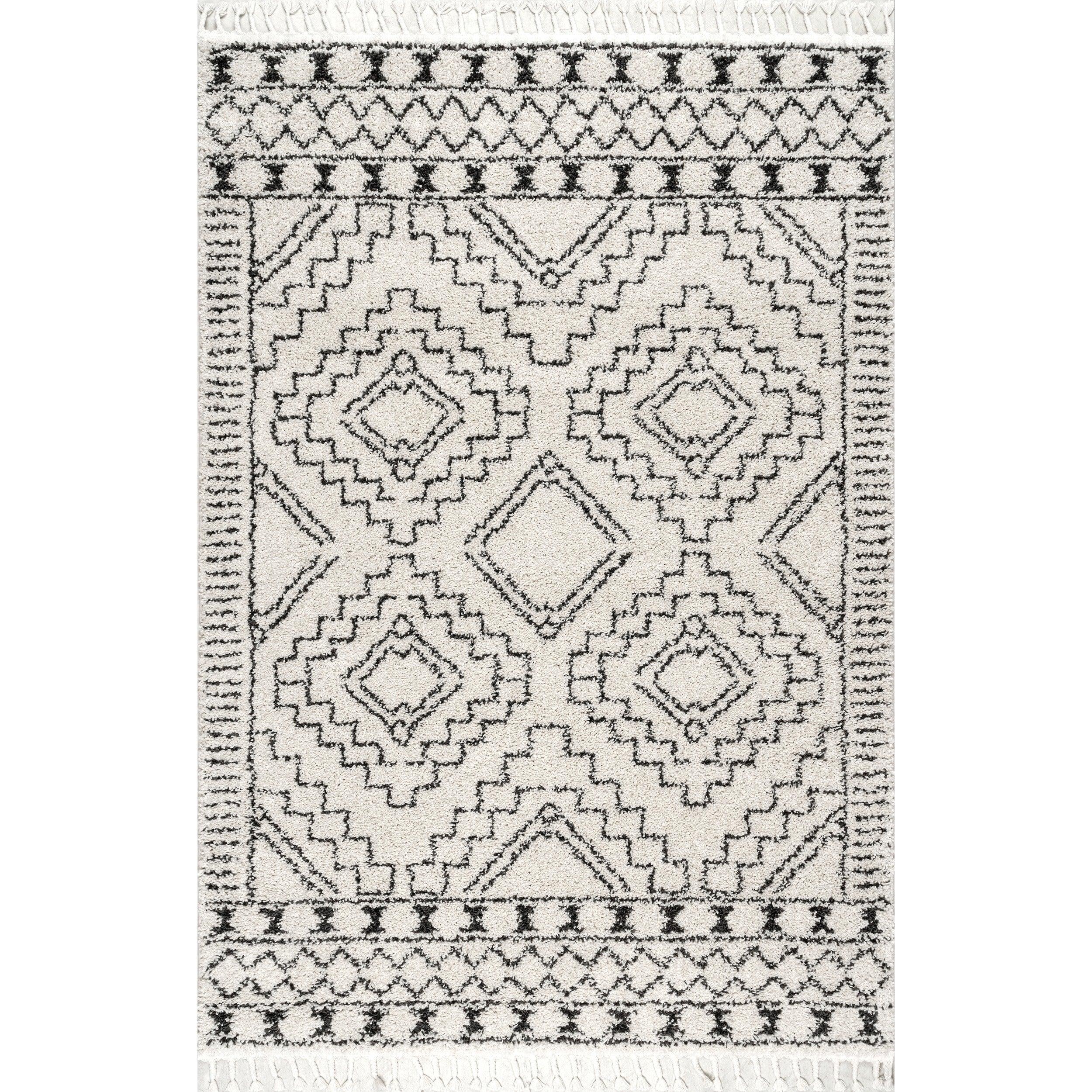 Vasiliki Moroccan Shag Tasseled Area Rug - Frankwebs