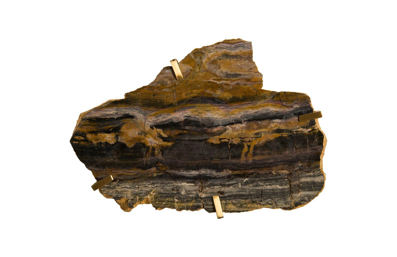 Gem Wall Tile in Brass Setting, Earth Marble - Frankwebs