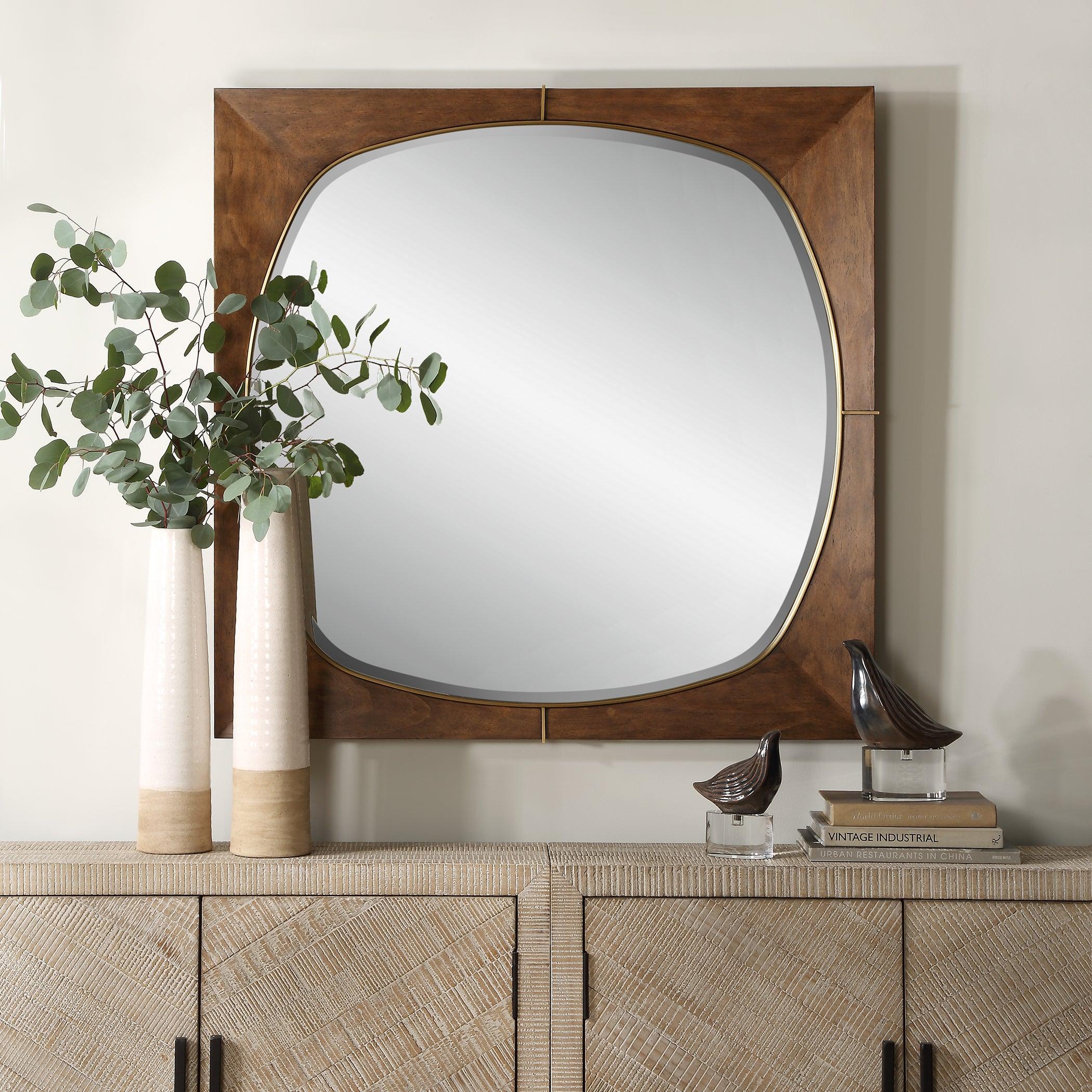 Garonne Square Walnut Mirror - Frankwebs