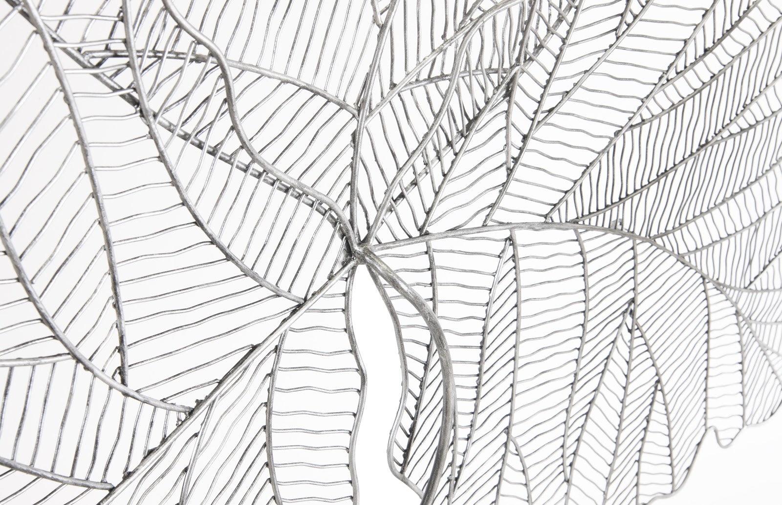 Tri Leaf Wall Art, Large, Metal, Silver/Black - Frankwebs