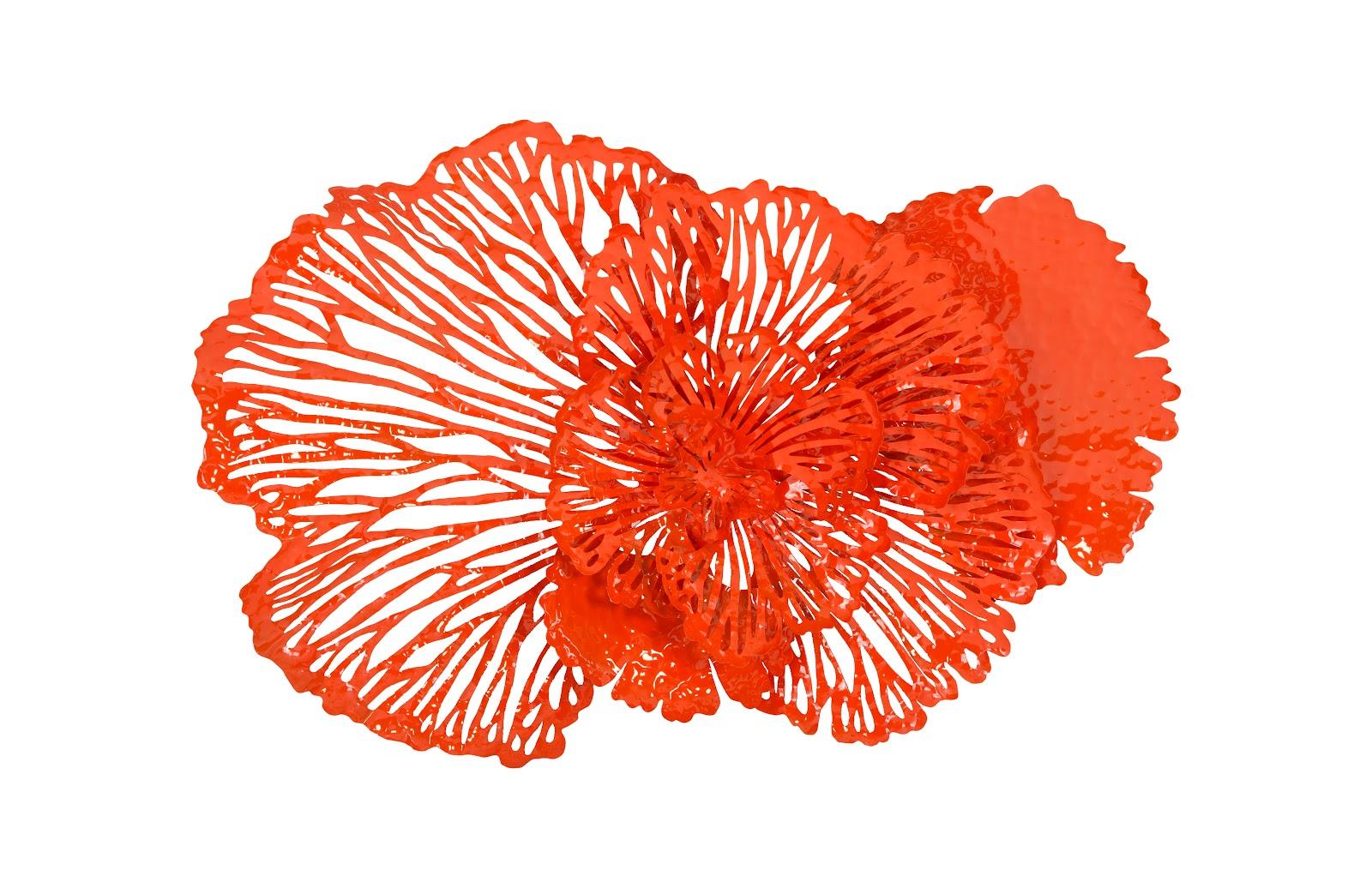 Flower Wall Art, Medium, Coral, Metal - Frankwebs