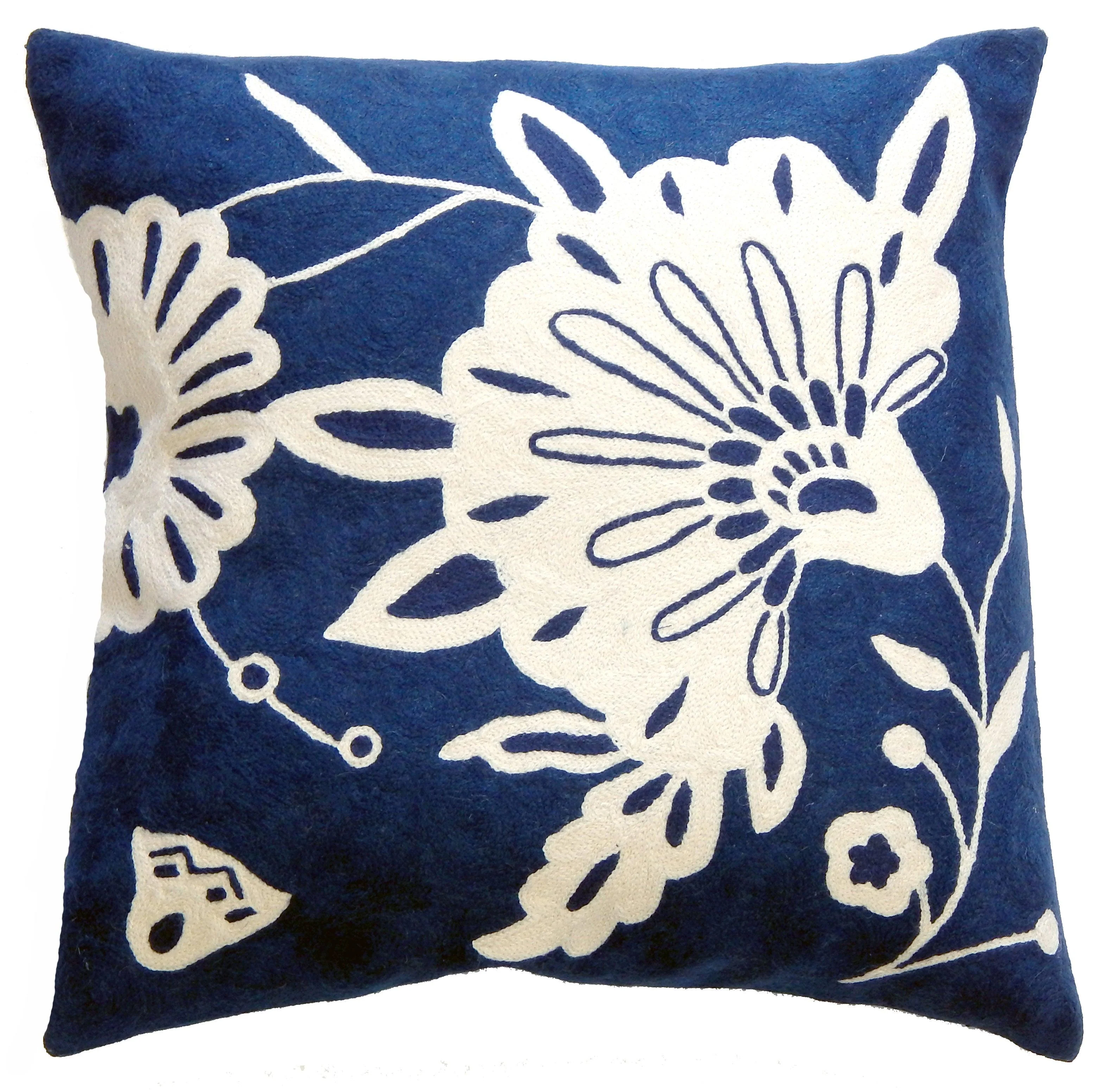 Floral Crewel Cotton Square Cushion - Frankwebs