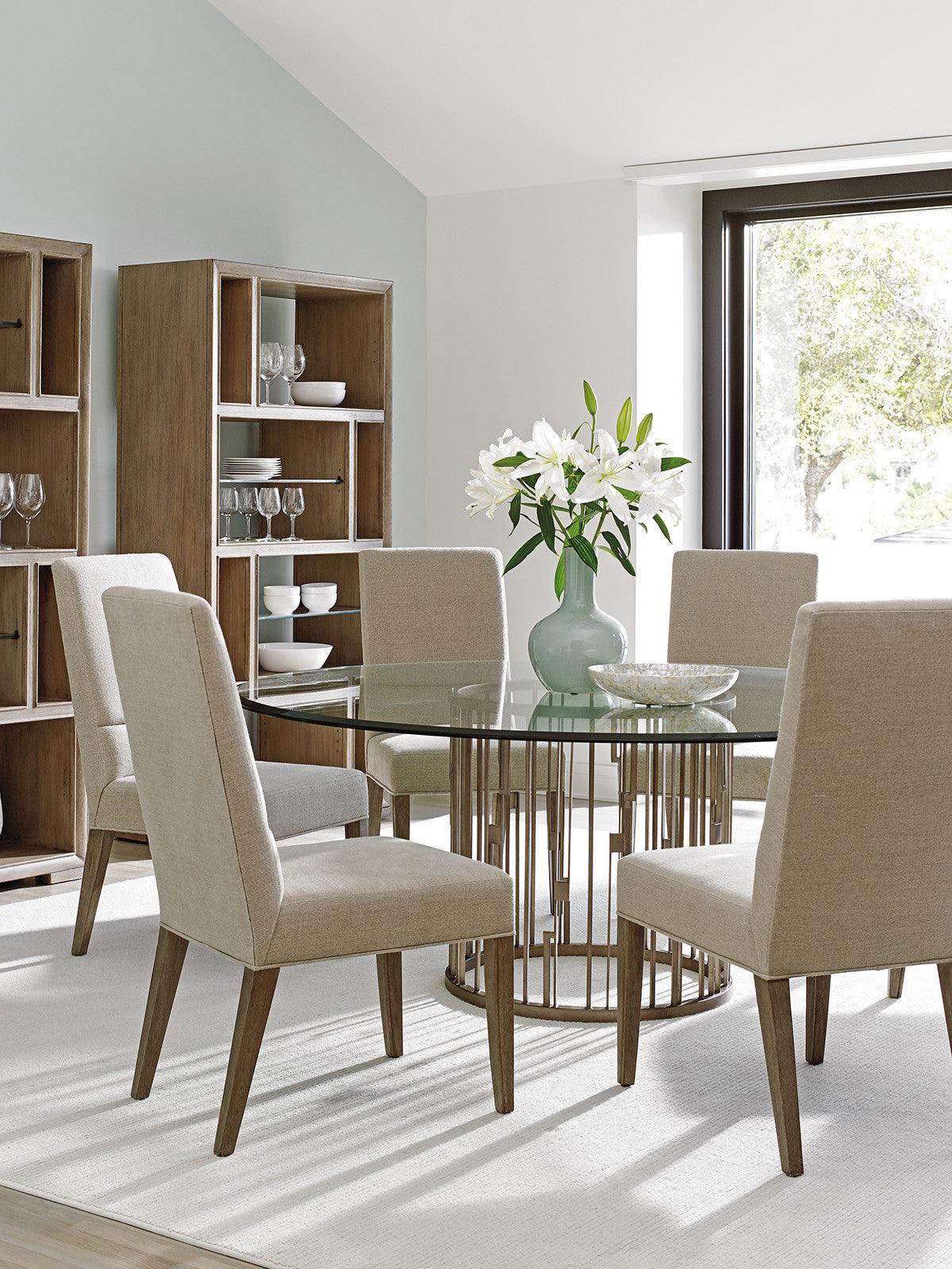 Shadow Play Rendezvous Round Metal Dining Table With 60 Inch Glass Top - Frankwebs